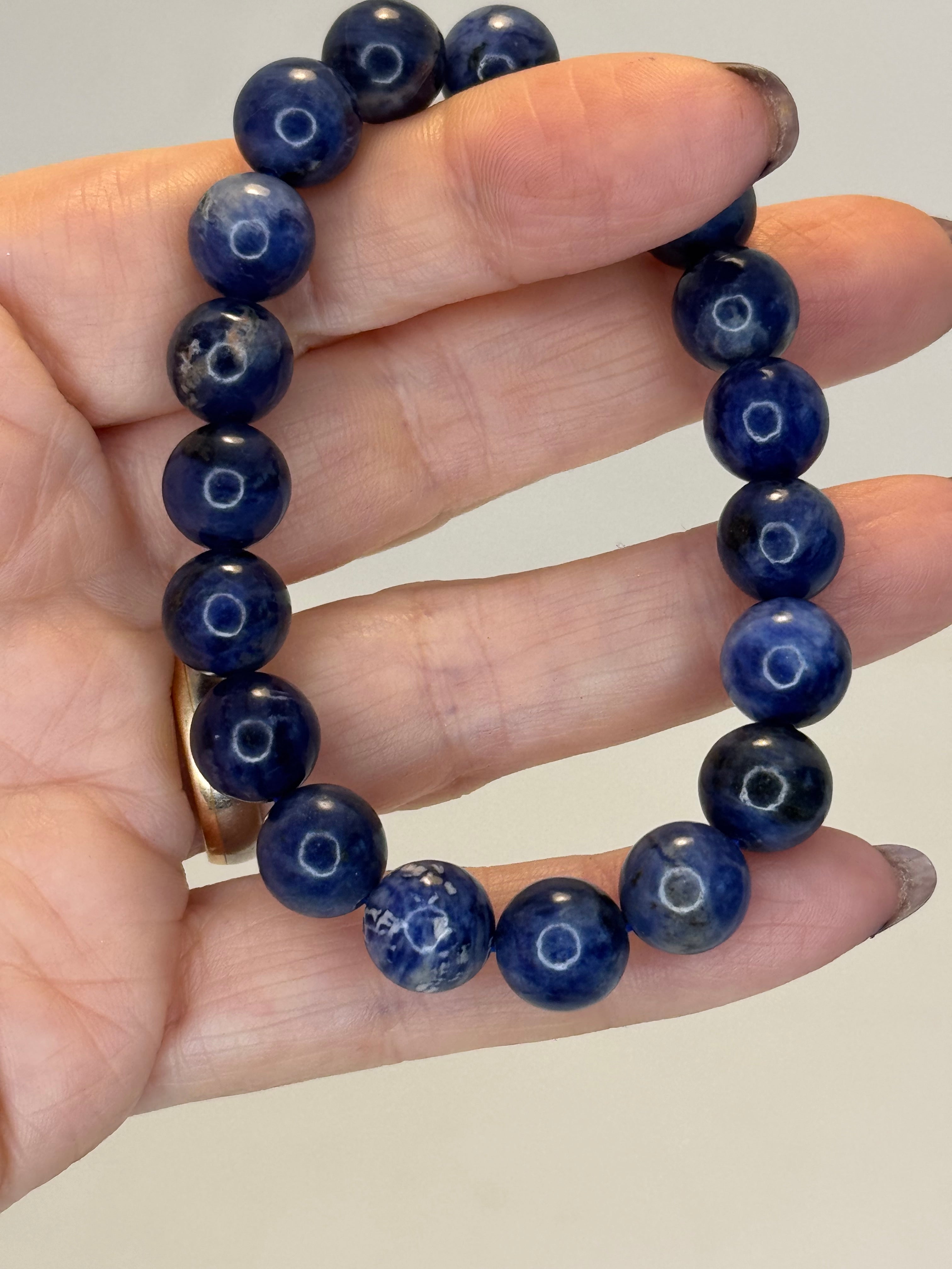 Sodalite Bracelet 10mm | Natural Blue Crystal Bead Bracelet | Radiant Crystals UK