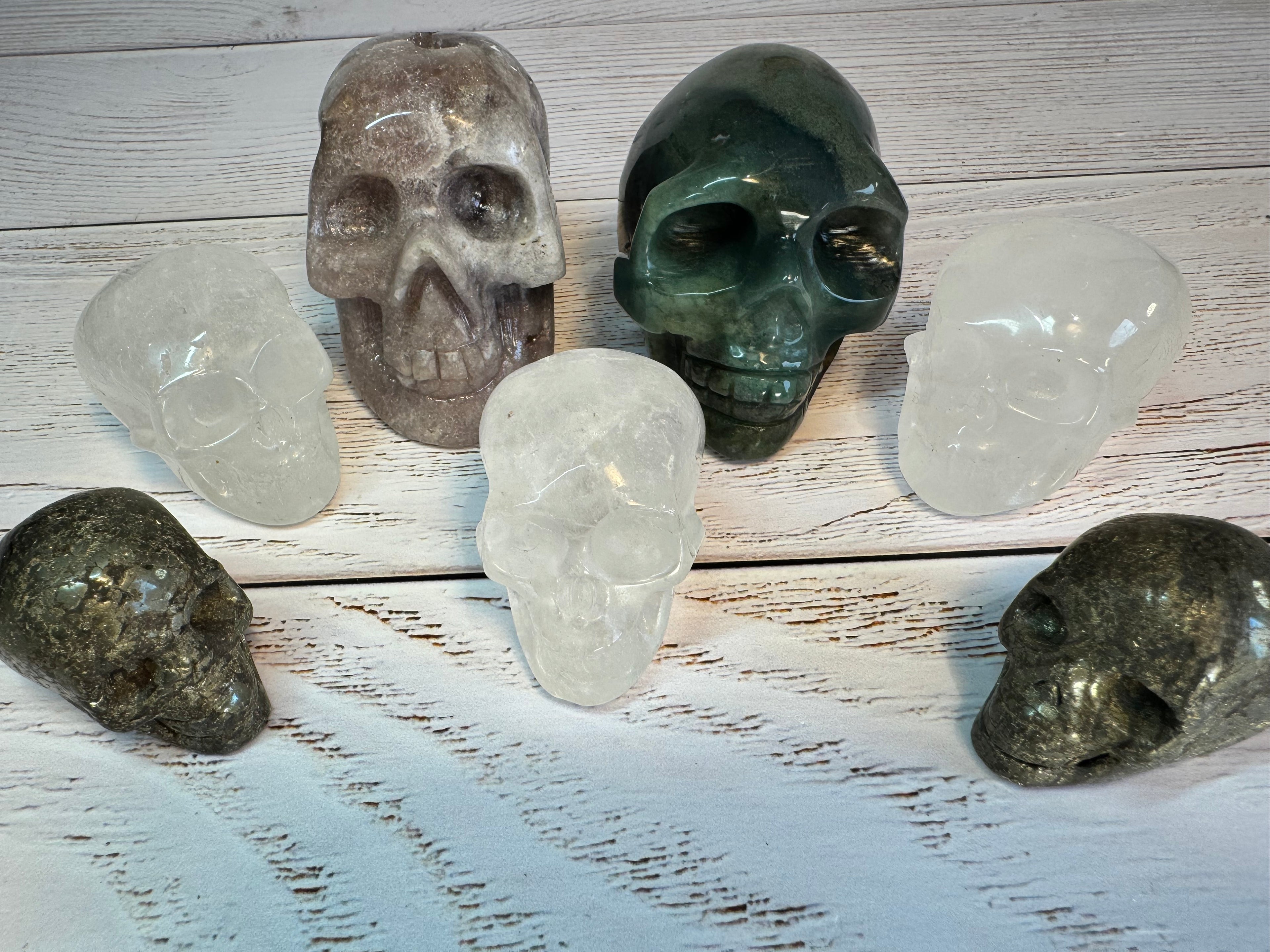 Clear quartz crystal hand carved skull