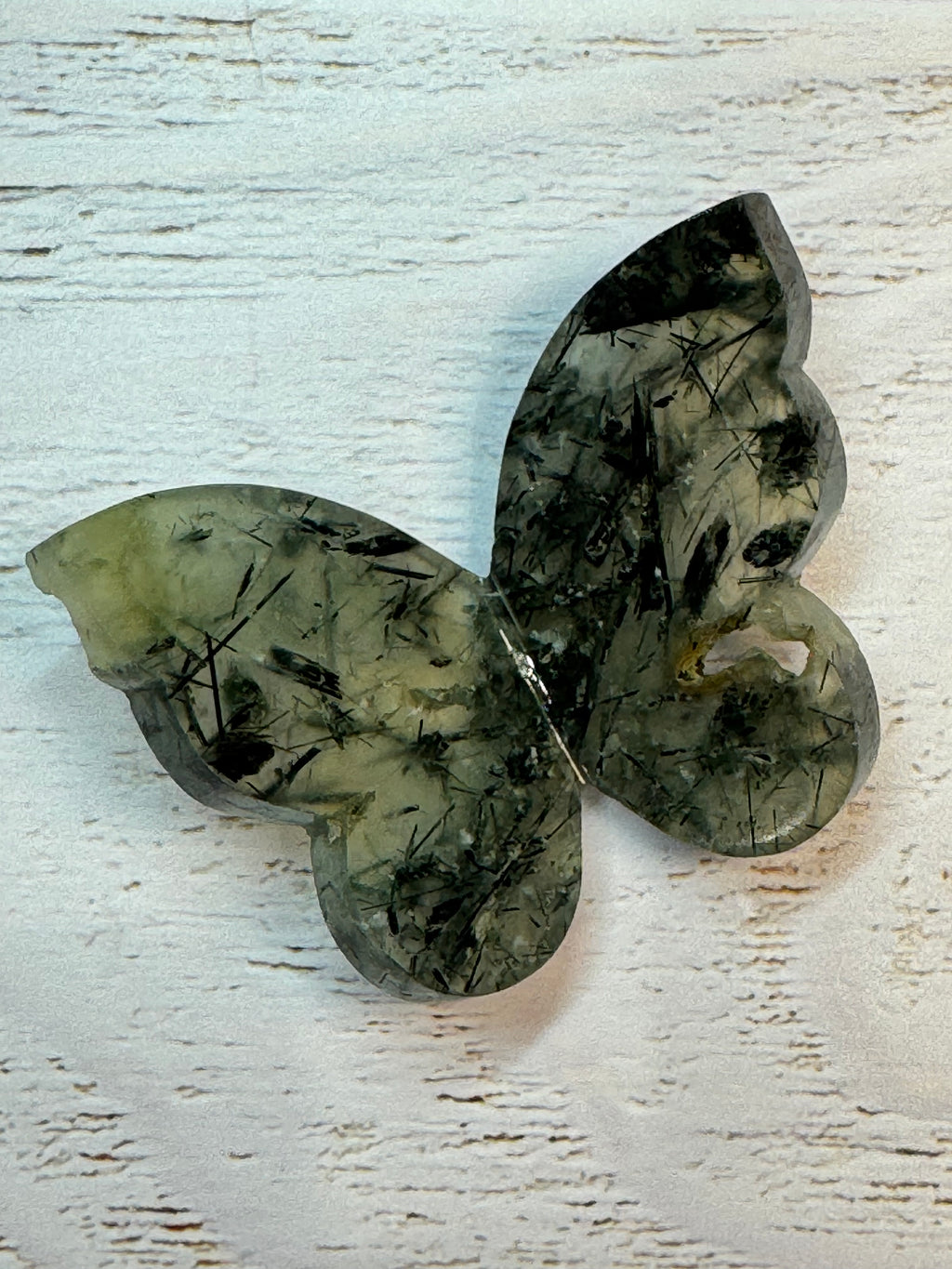 Prehnite Butterfly Carving – Handcrafted Nature Décor | Natural Obsidian Sculpture |