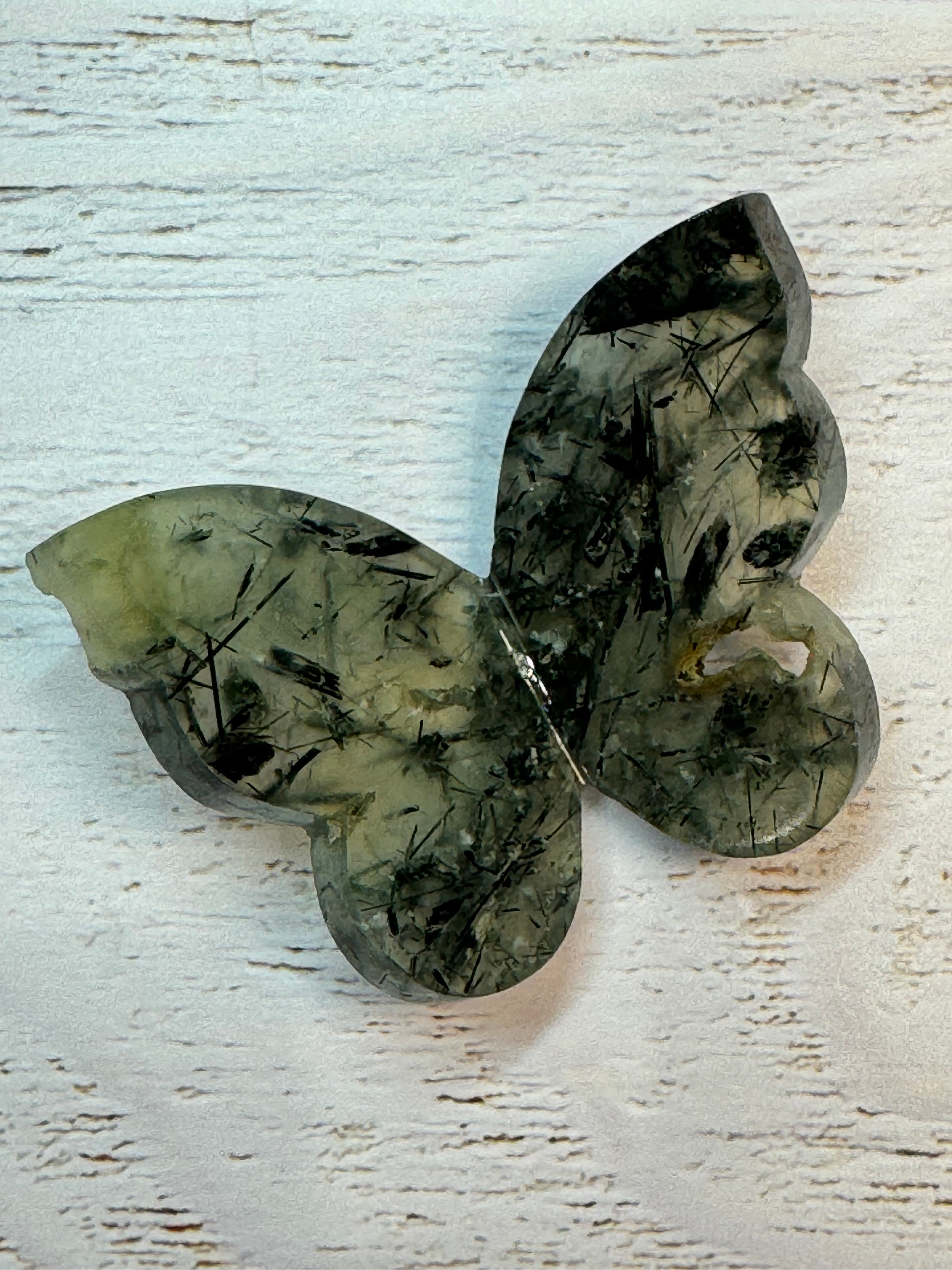 Prehnite Butterfly Carving – Handcrafted Nature Décor | Natural Obsidian Sculpture |