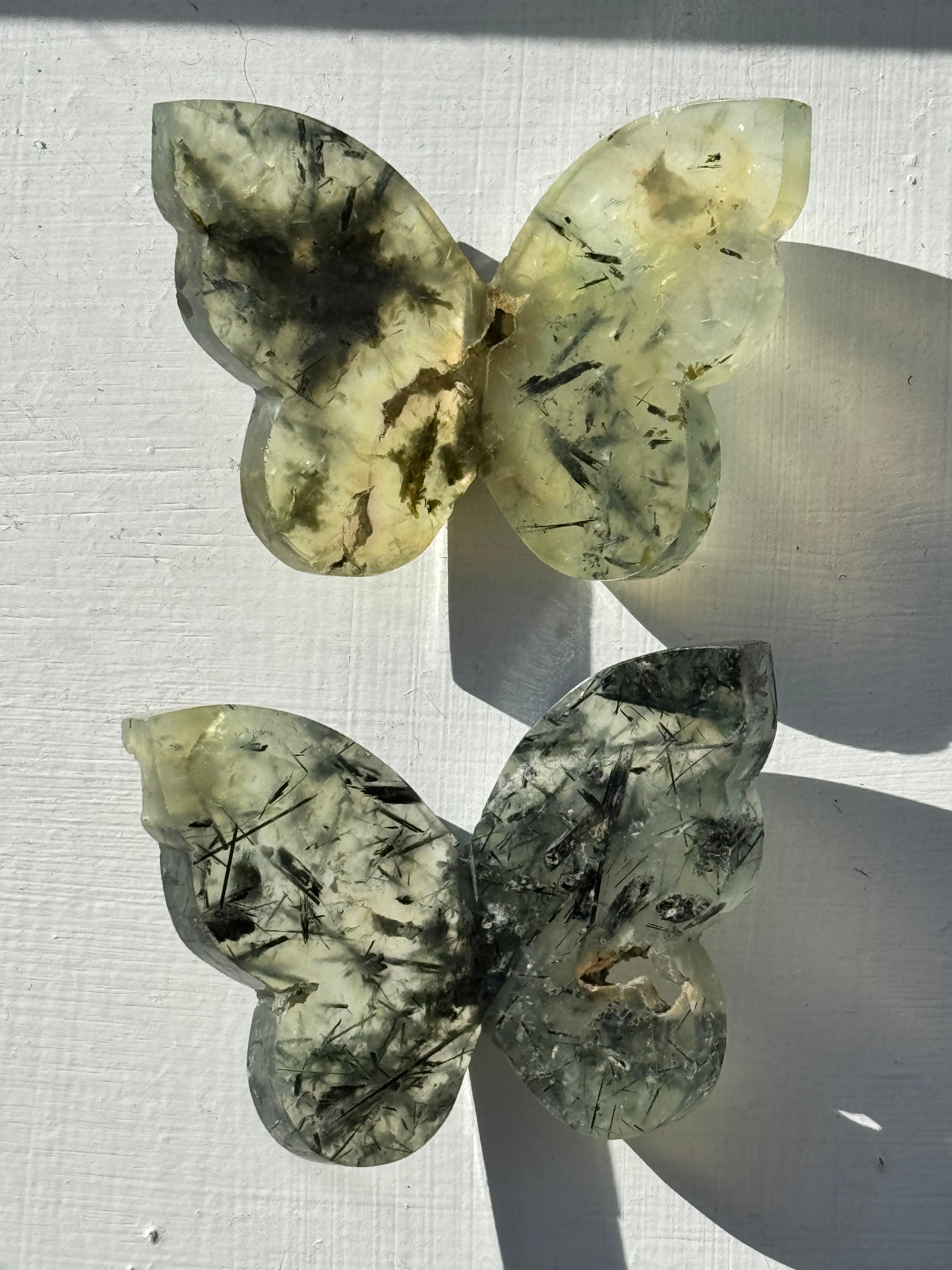 Prehnite Butterfly Carving – Handcrafted Nature Décor | Natural Obsidian Sculpture |