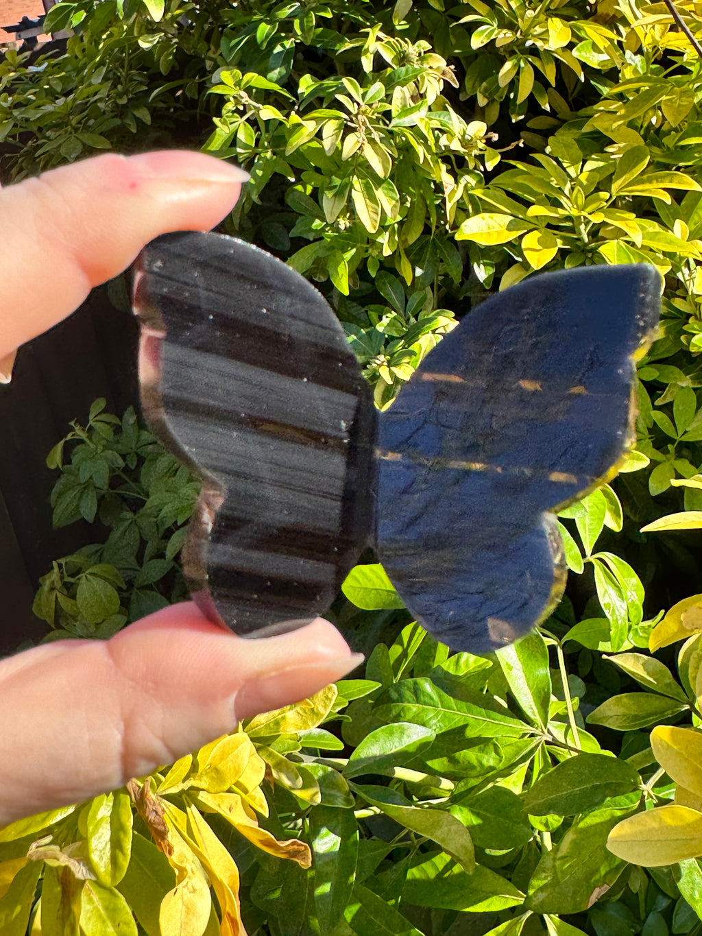 Midnight Lace Obsidian Butterfly Carving – Handcrafted Nature Décor | Natural Obsidian Sculpture |