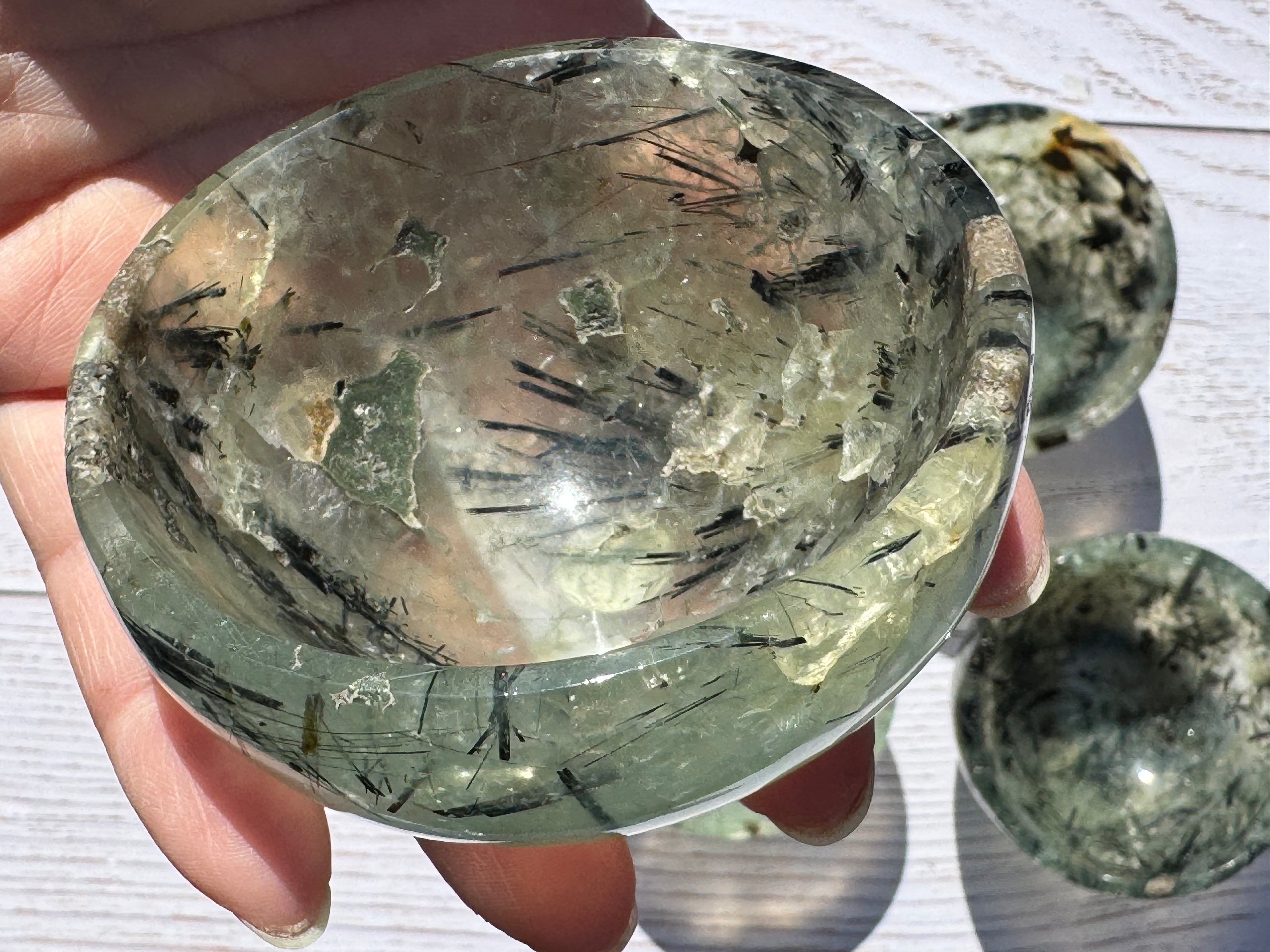 Prehnite 3inch bowl – Handcrafted Nature Décor | Natural crystal Sculpture | (Copy)