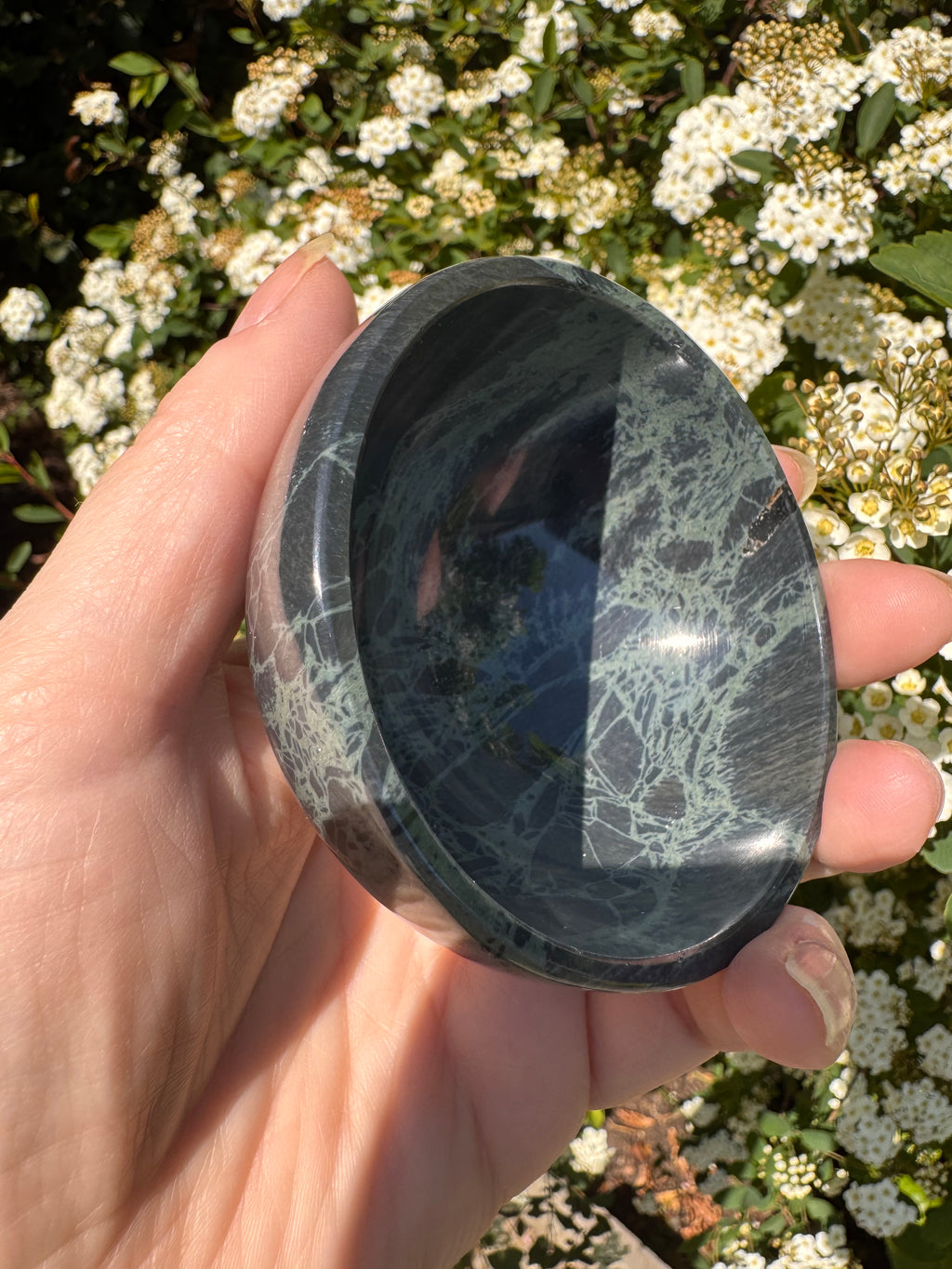 Spiderweb obsidian 3inch bowl – Handcrafted Nature Décor | Natural crystal Sculpture
