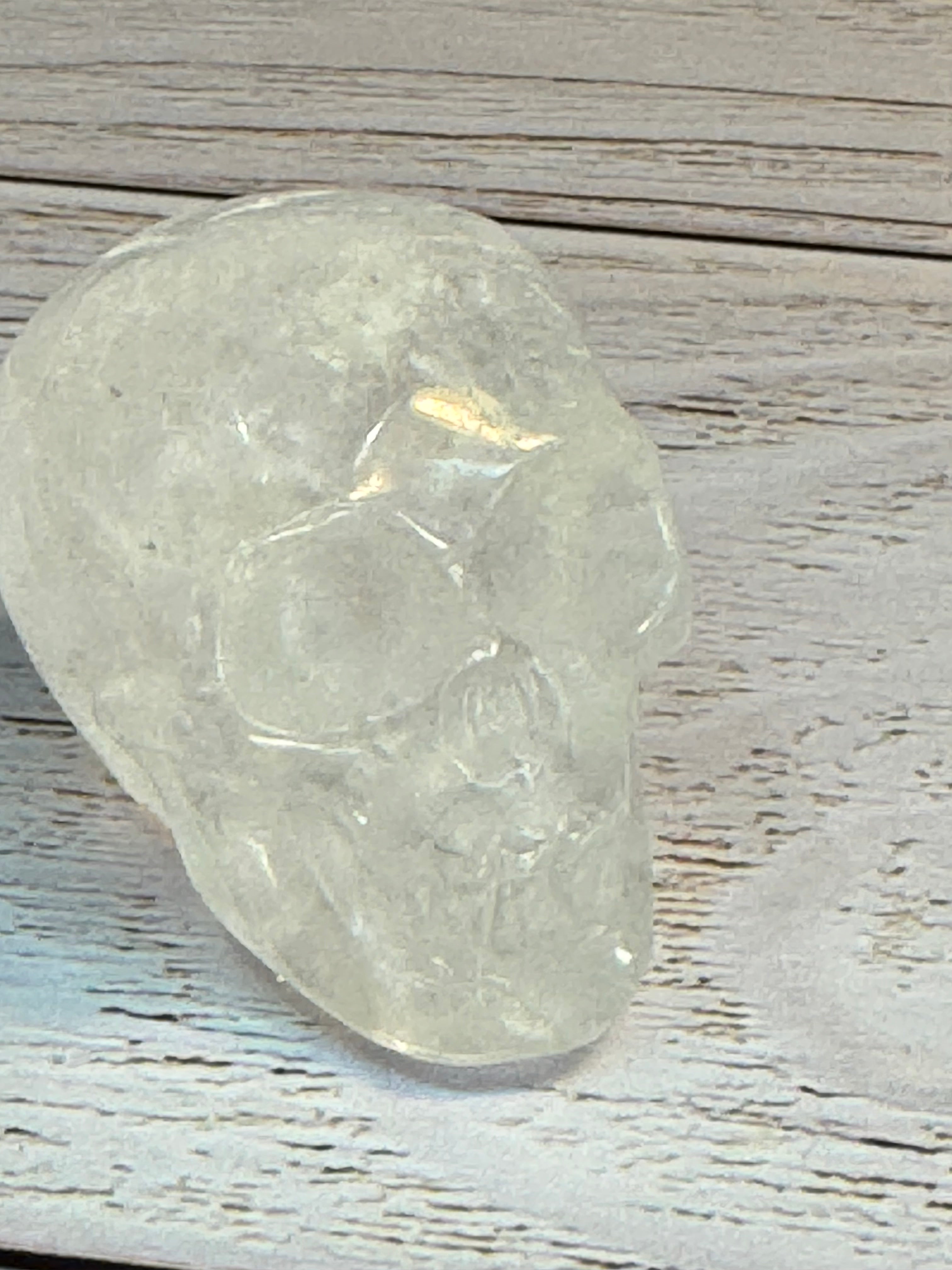 Clear quartz crystal hand carved skull