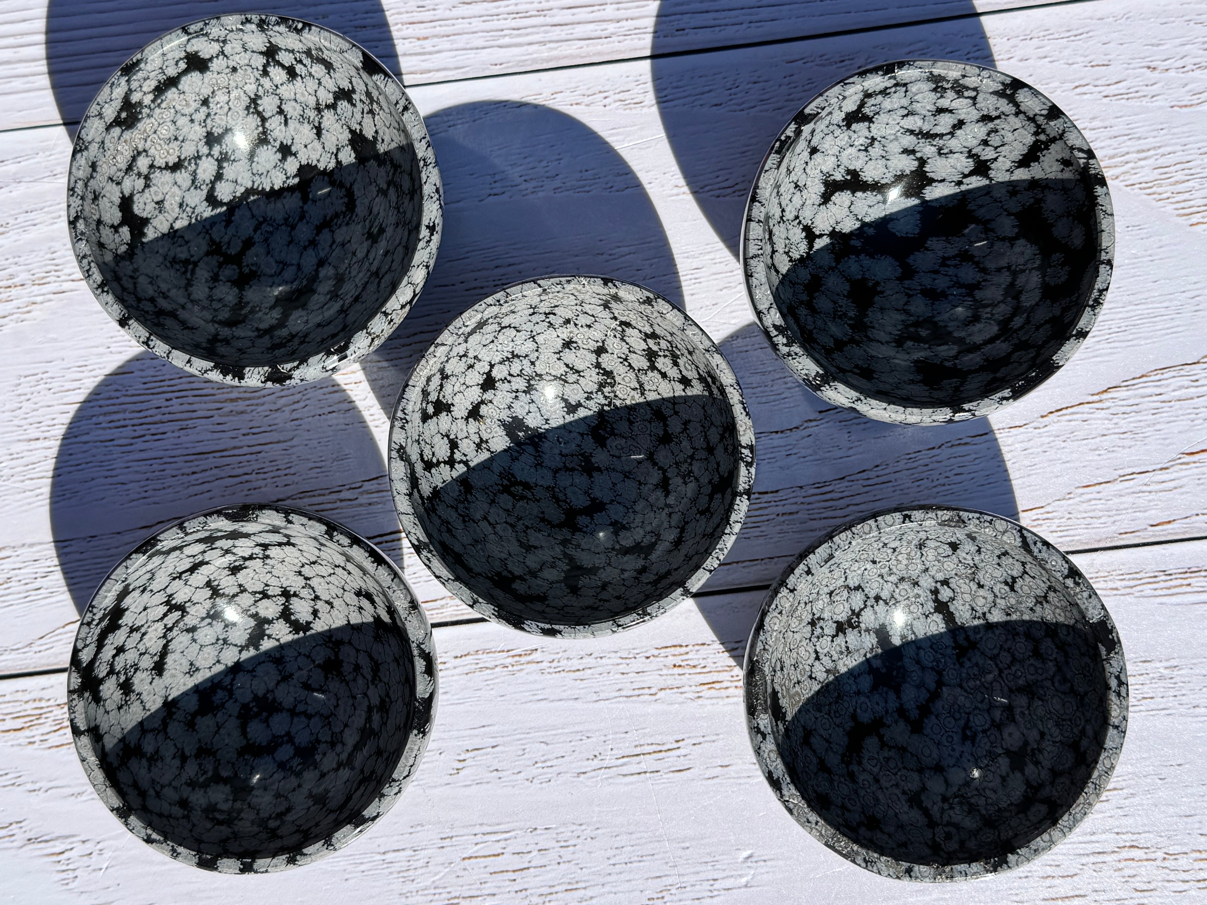 Snowflake obsidian 3inch bowl – Handcrafted Nature Décor | Natural crystal Sculpture