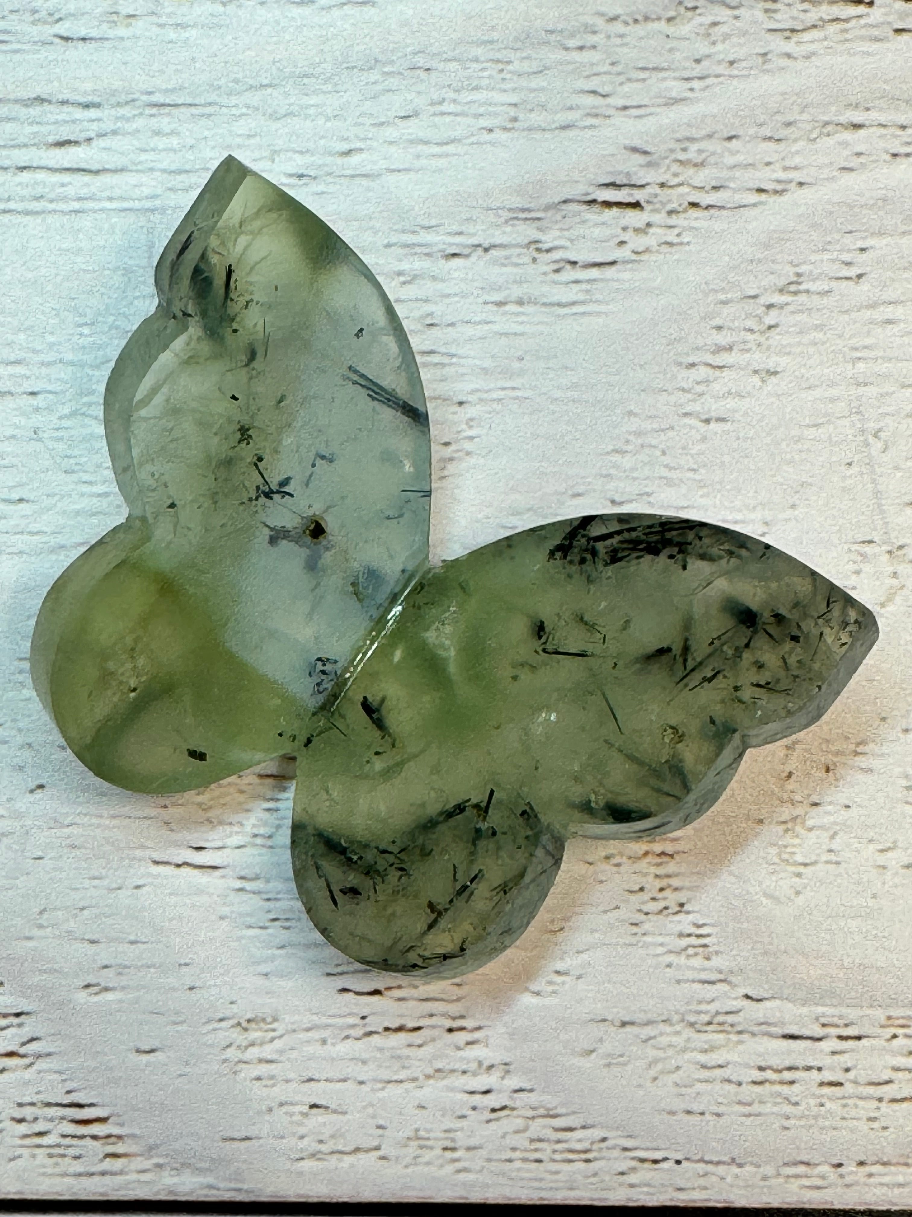 Prehnite Butterfly Carving – Handcrafted Nature Décor | Natural Obsidian Sculpture |