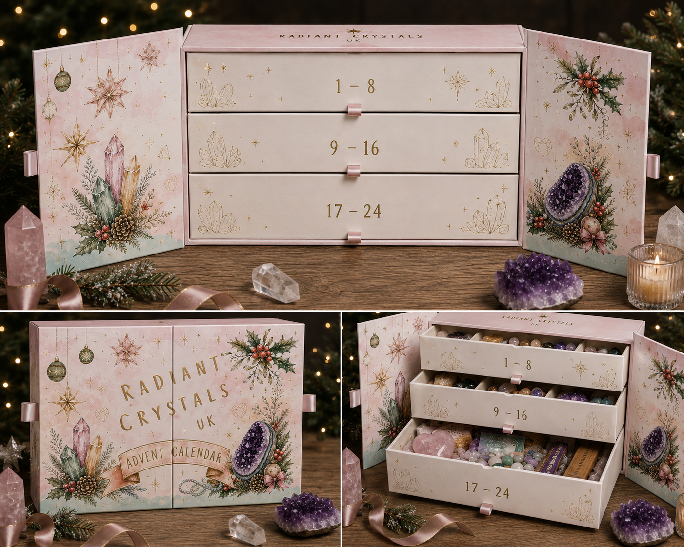 Luxury 24 day Advent Calendar - Radiant Crystals UK. (Pre-order - delivery will be early Oct 2026)