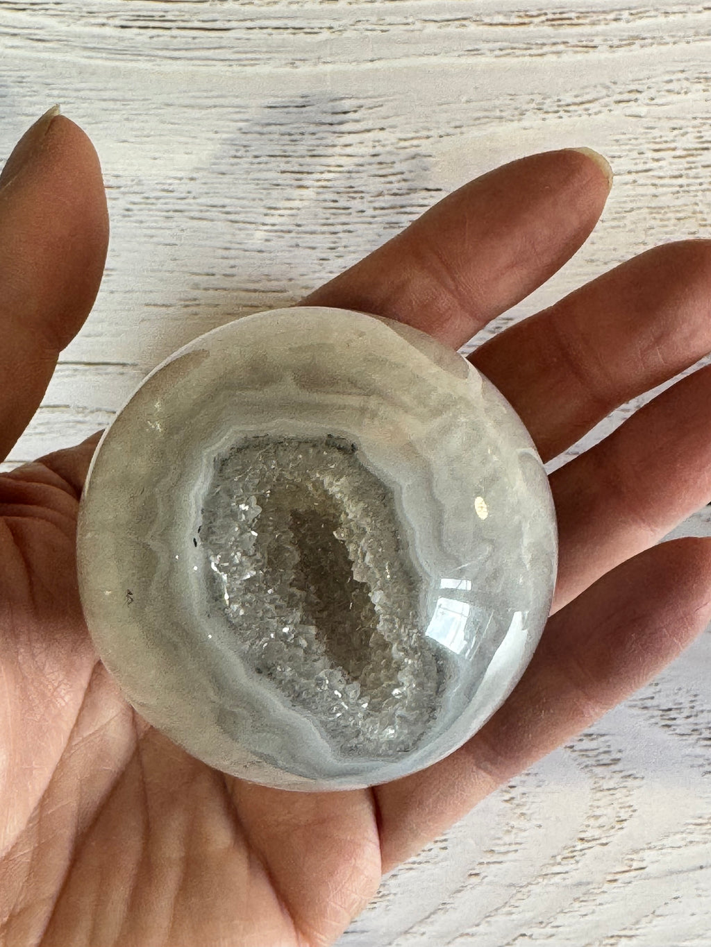 High Quality Crystal white Agate with druzy quartz spheres - Crystal home decor.