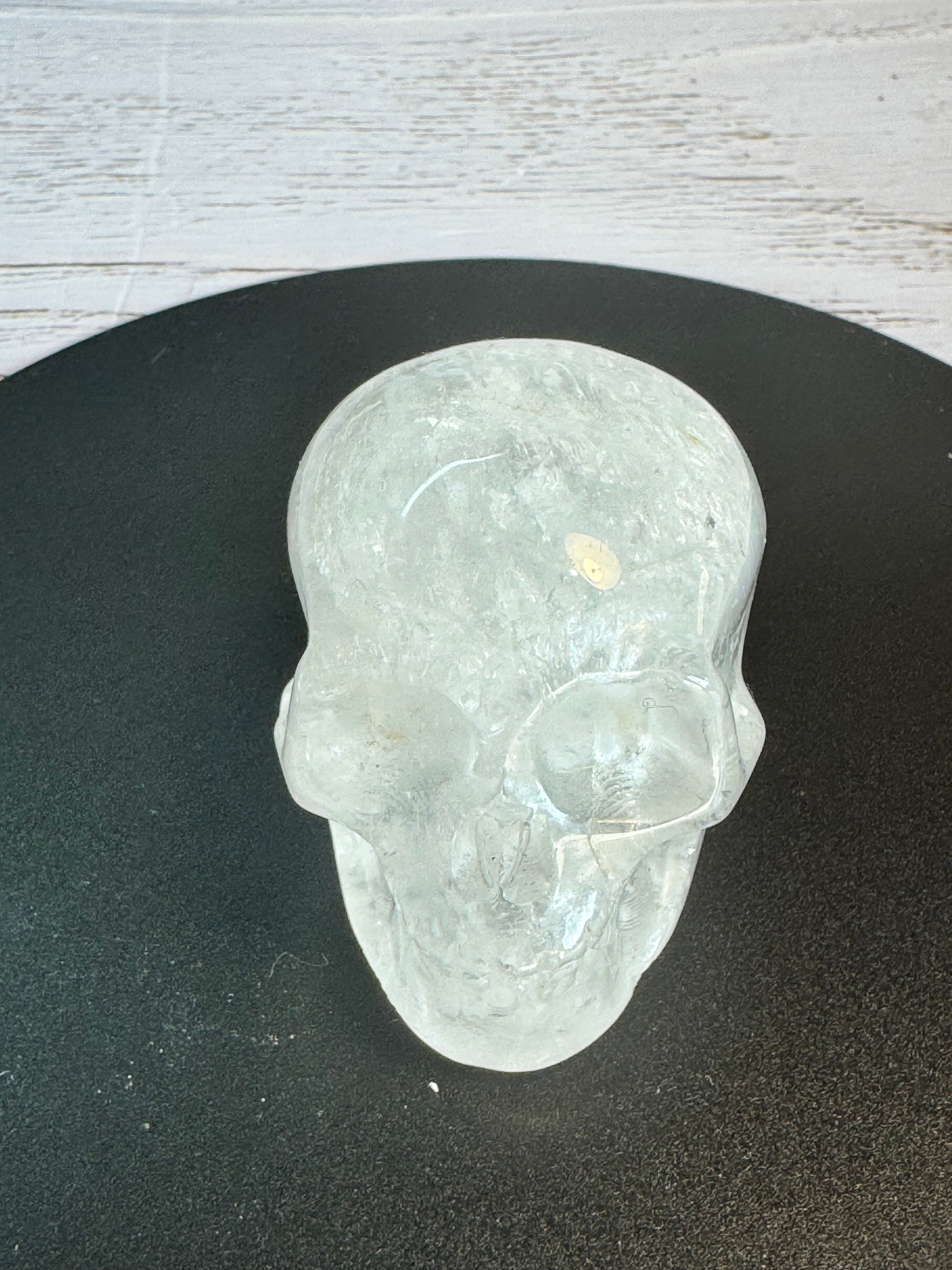 Clear quartz crystal hand carved skull