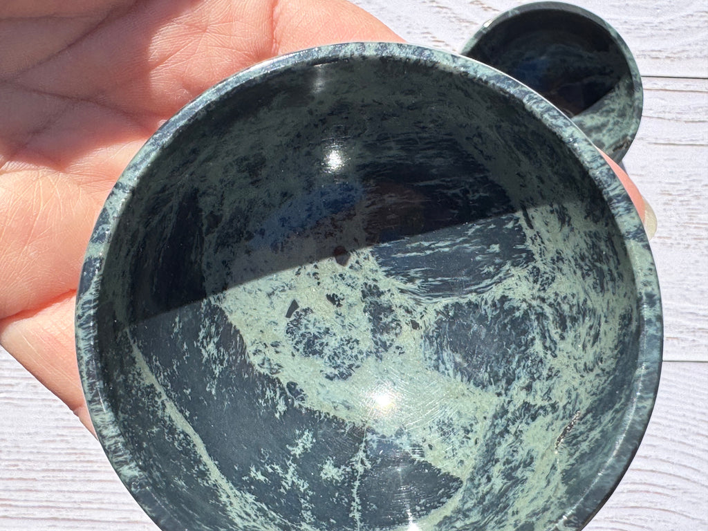 Spiderweb obsidian 3inch bowl – Handcrafted Nature Décor | Natural crystal Sculpture