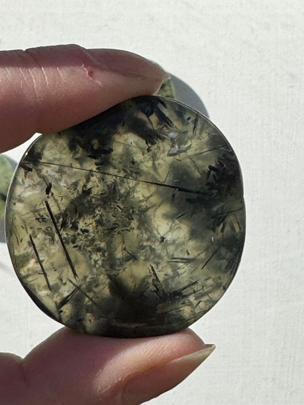 Prehnite cookie palm stone – Handcrafted Nature Décor
