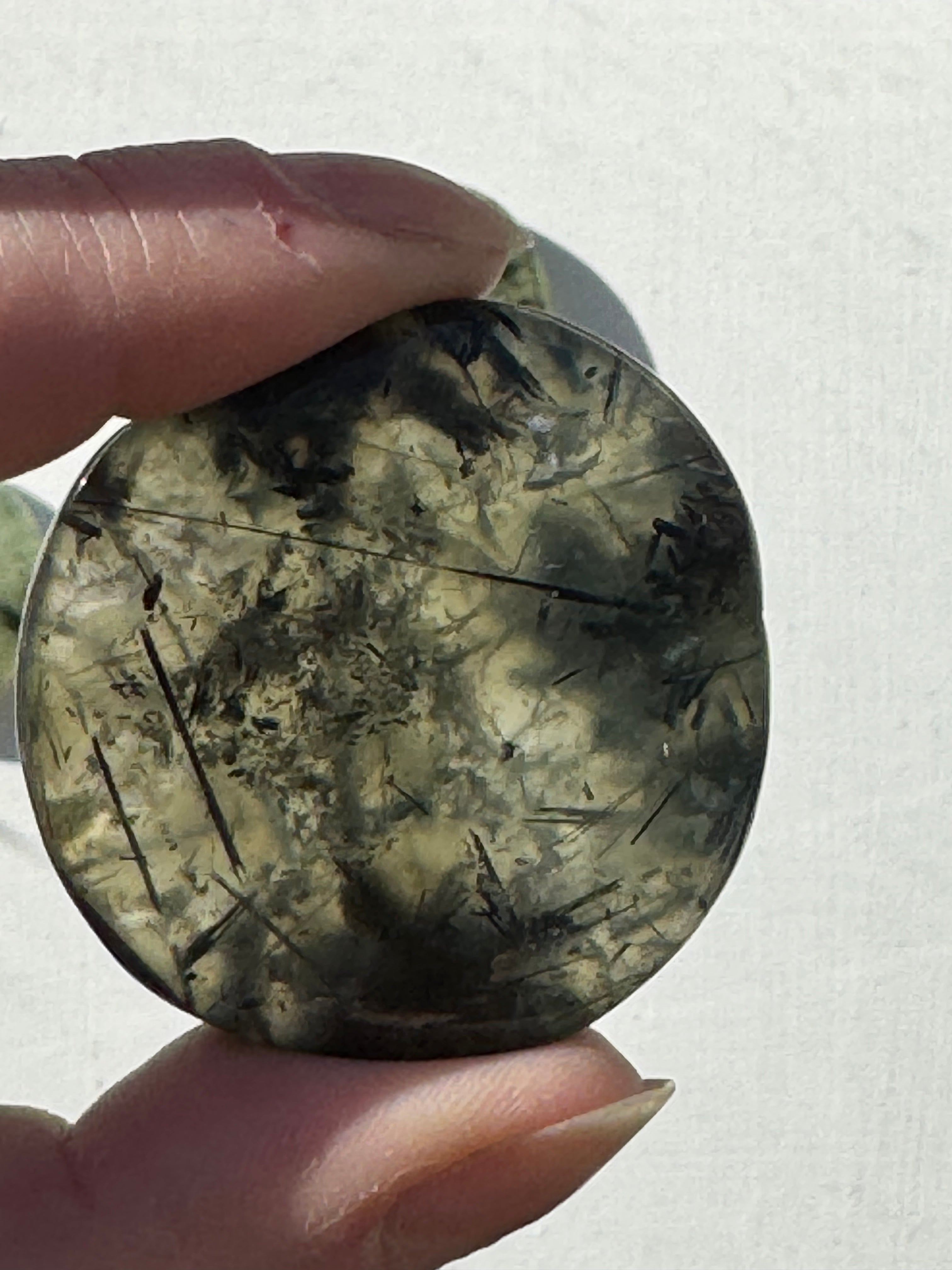 Prehnite cookie palm stone – Handcrafted Nature Décor