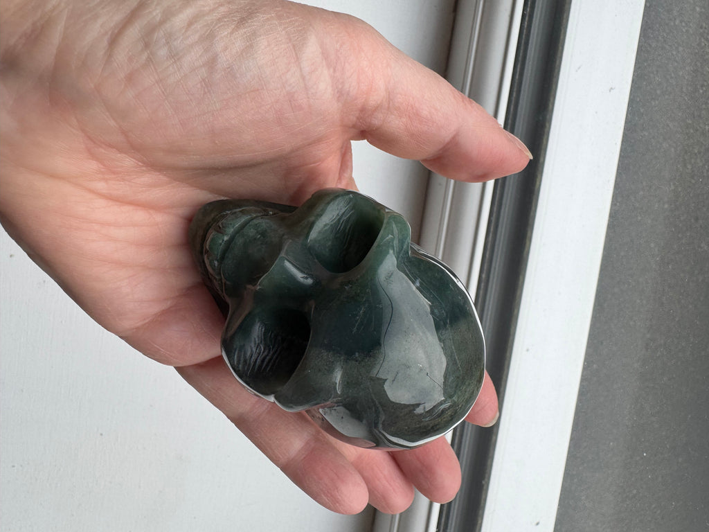 Green Adventurine crystal hand carved skull
