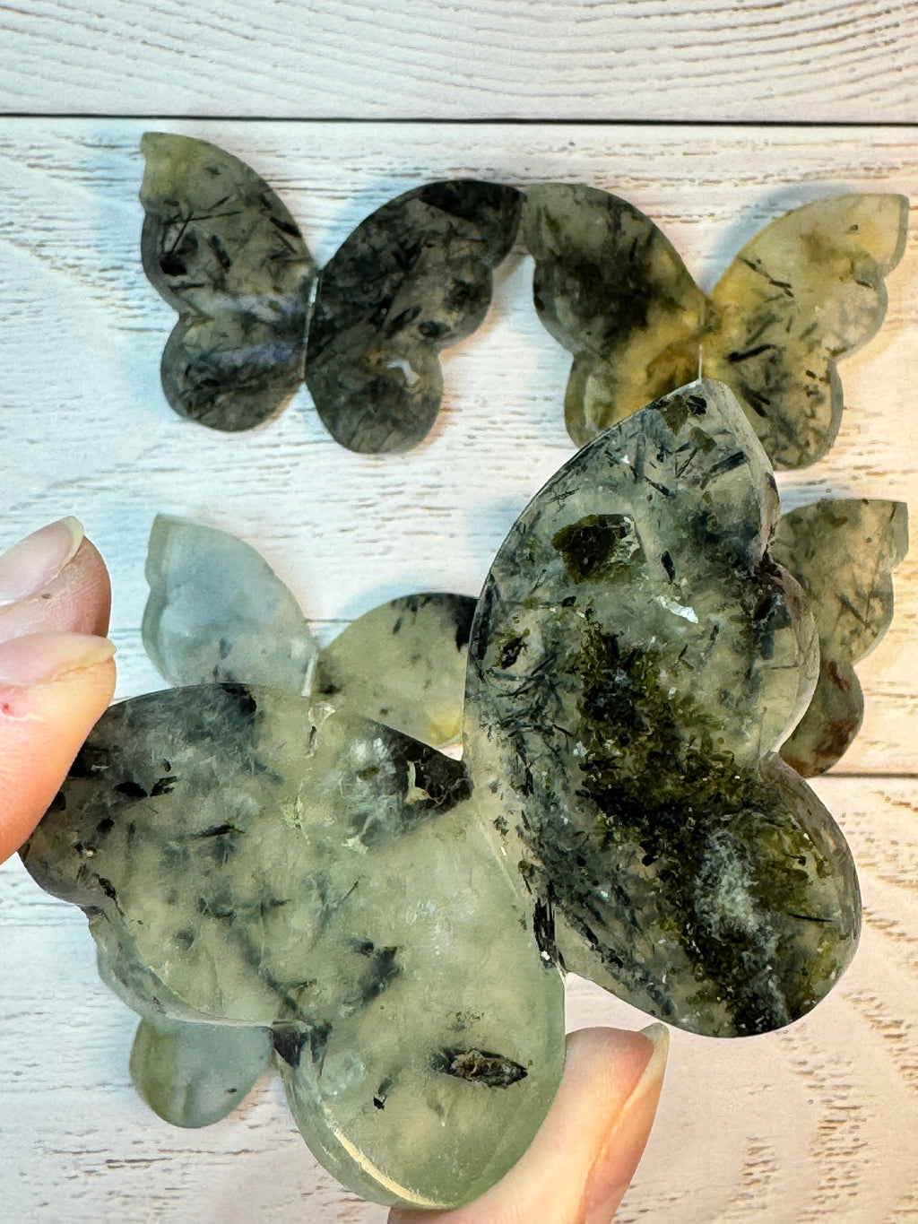 Prehnite Butterfly Carving – Handcrafted Nature Décor | Natural Obsidian Sculpture |