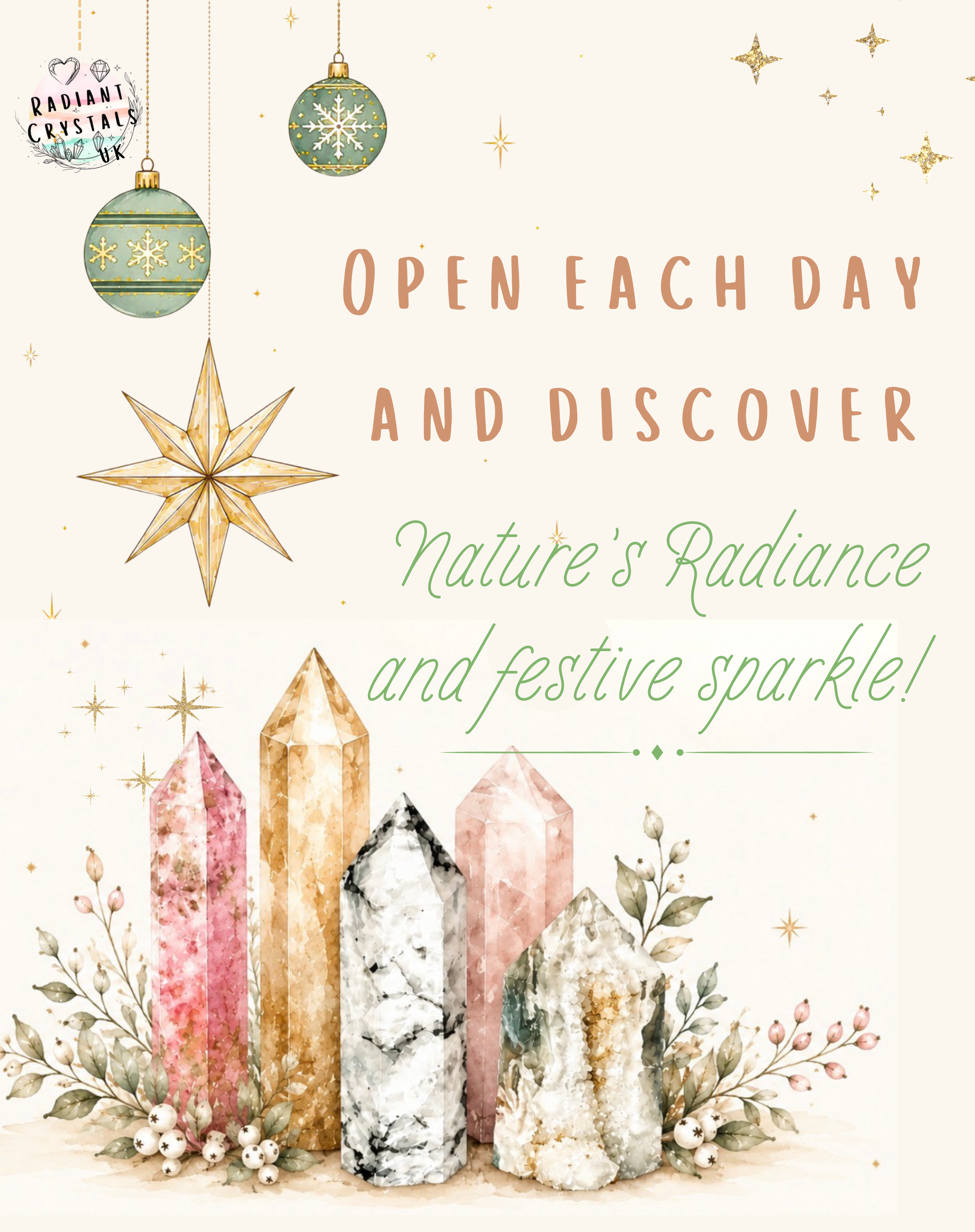 Luxury 24 day Advent Calendar - Radiant Crystals UK. (Pre-order - delivery will be early Oct 2026)