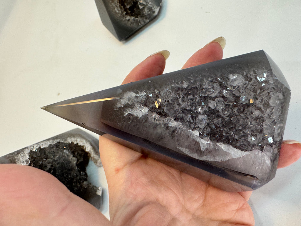 Druzy Agate Crystal Points | Natural Towers One-of-a-Kind Statement Piece | Radiant Crystals UK