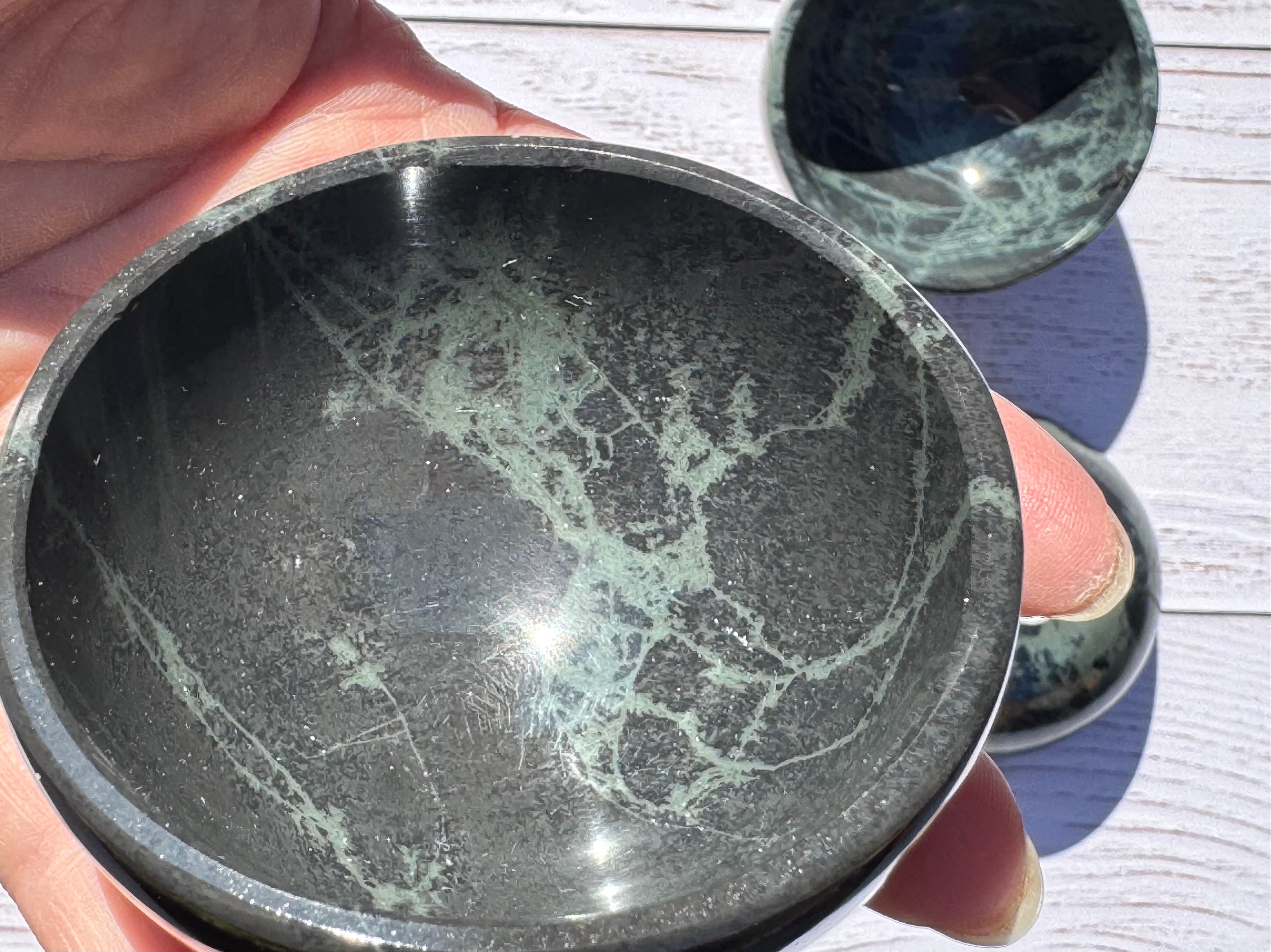 Spiderweb obsidian 3inch bowl – Handcrafted Nature Décor | Natural crystal Sculpture