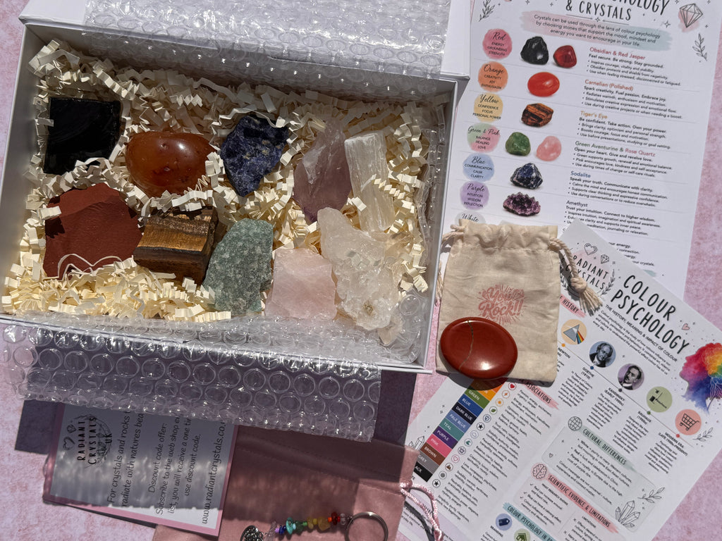 Colour Psychology Crystal Kit | Crystal Healing Gift | Self Care Gift | Mindfulness Box | Meditation Crystals | Wellness Gift