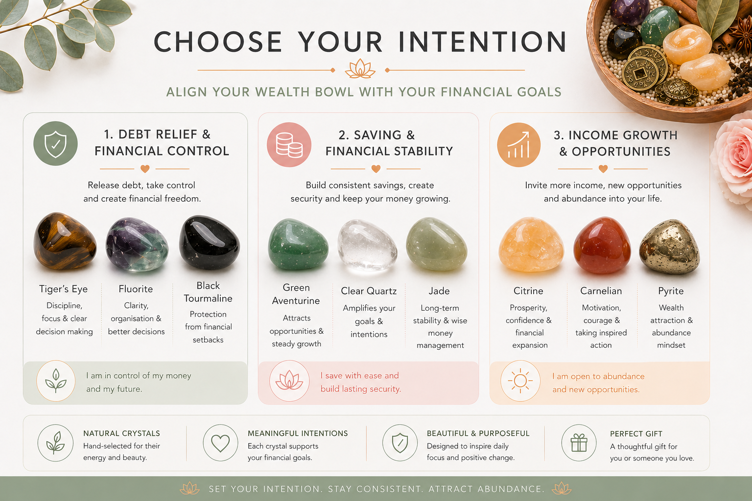 Debt Relief and Savings Wealth Bowl Kit.  (Feng Shui - Prosperity Abundance Wealth Bowl)