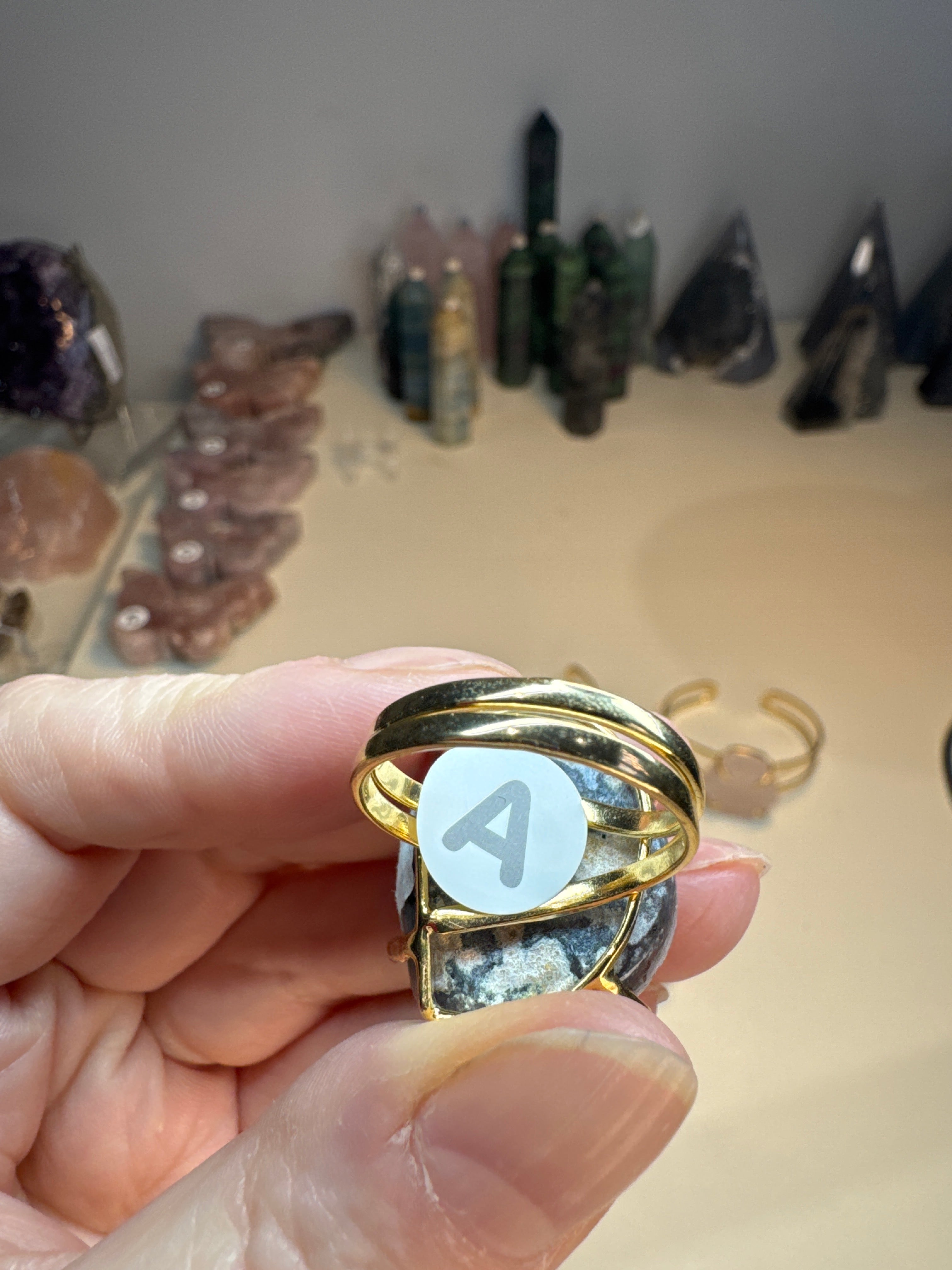 Raw Amethyst Ring | Natural Purple Crystal on Gold Adjustable Band | Radiant Crystals UK