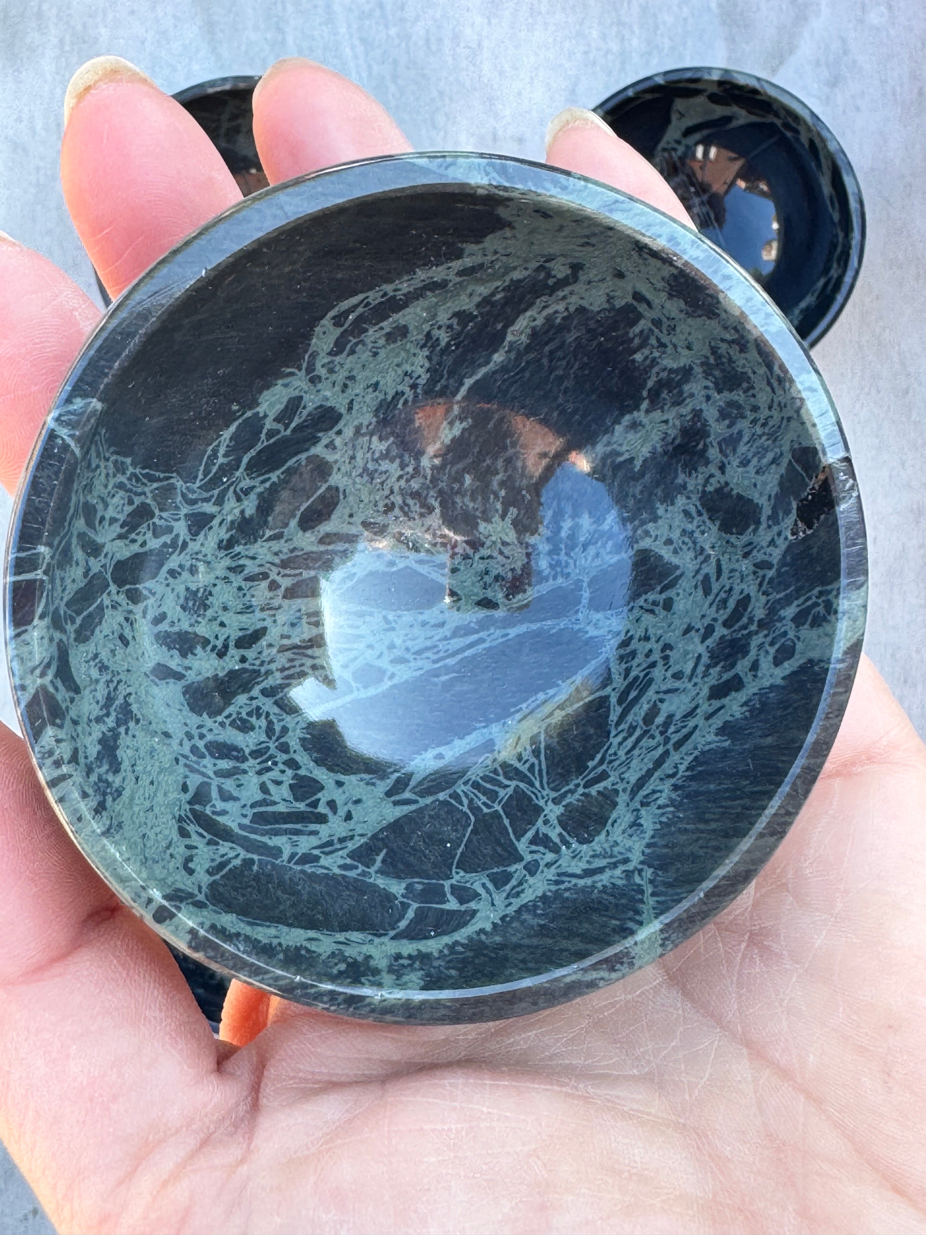 Spiderweb obsidian 3inch bowl – Handcrafted Nature Décor | Natural crystal Sculpture