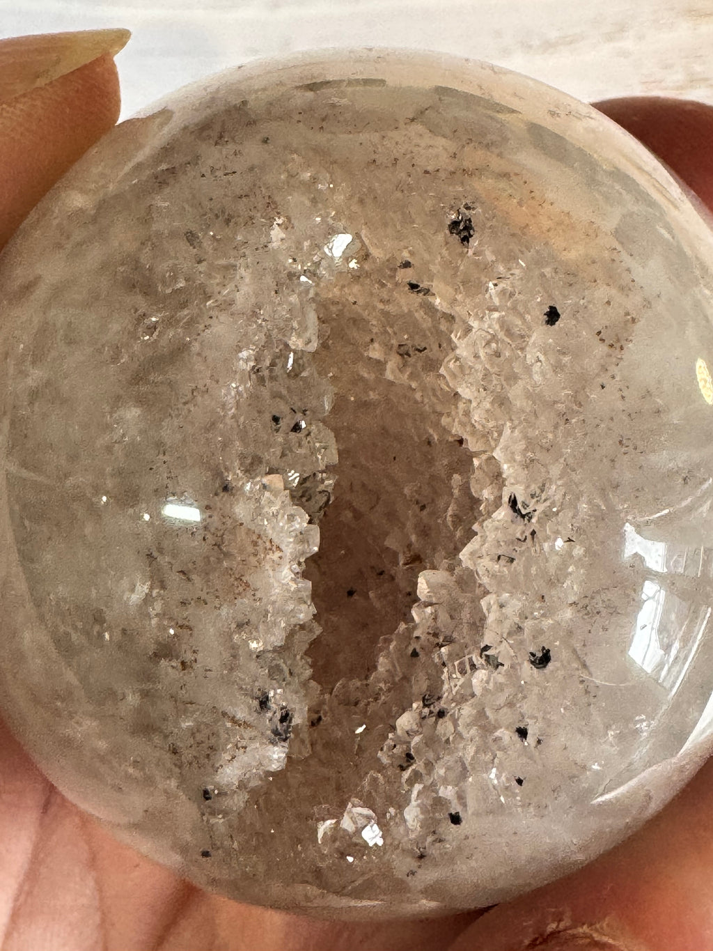 High Quality Crystal white Agate with druzy quartz spheres - Crystal home decor.