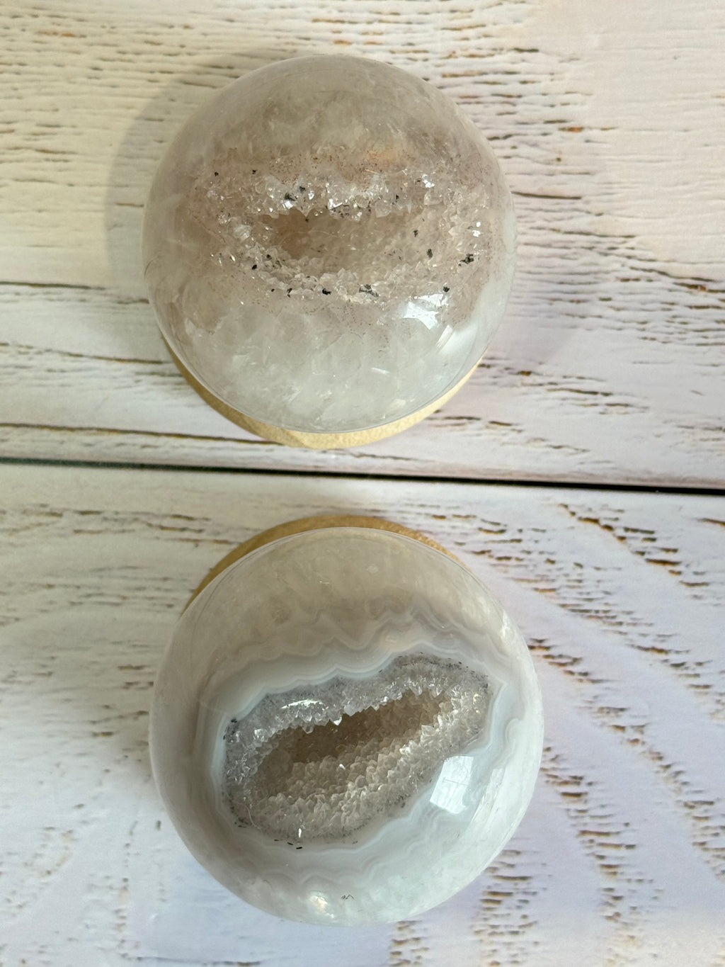 High Quality Crystal white Agate with druzy quartz spheres - Crystal home decor.