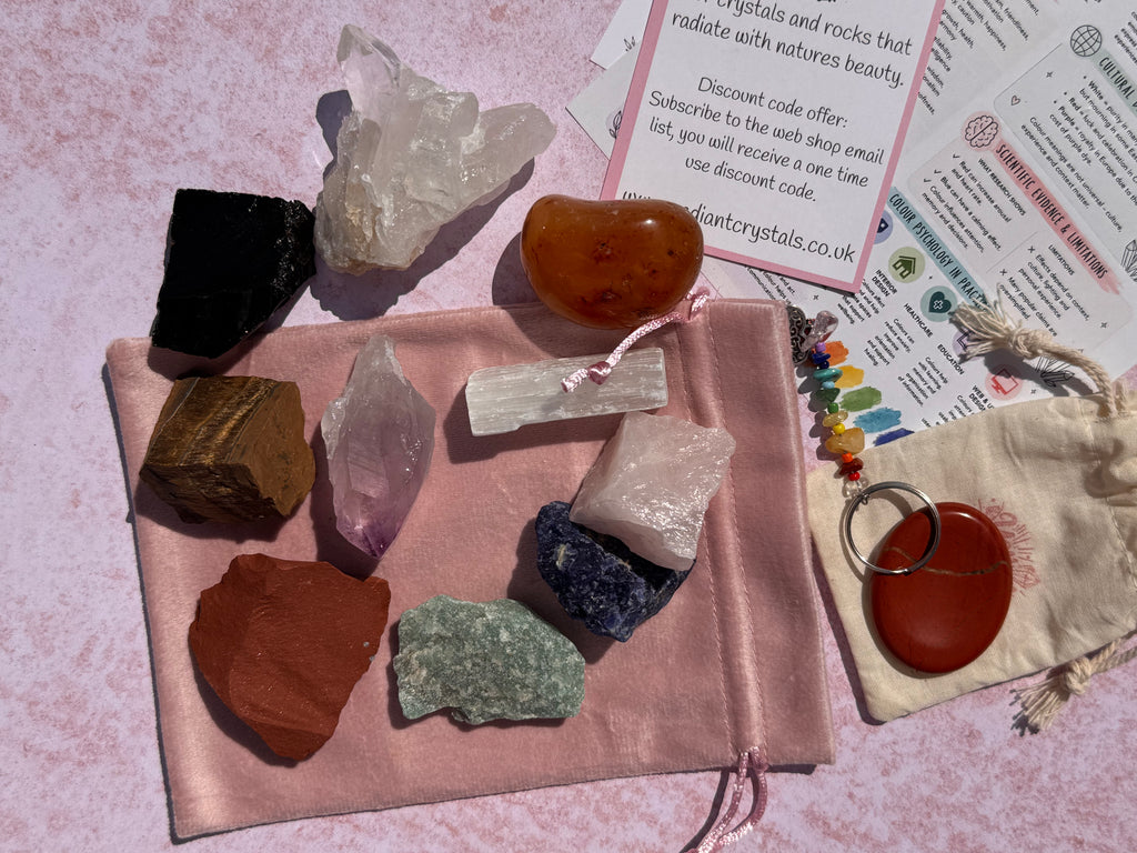 Colour Psychology Crystal Kit | Crystal Healing Gift | Self Care Gift | Mindfulness Box | Meditation Crystals | Wellness Gift