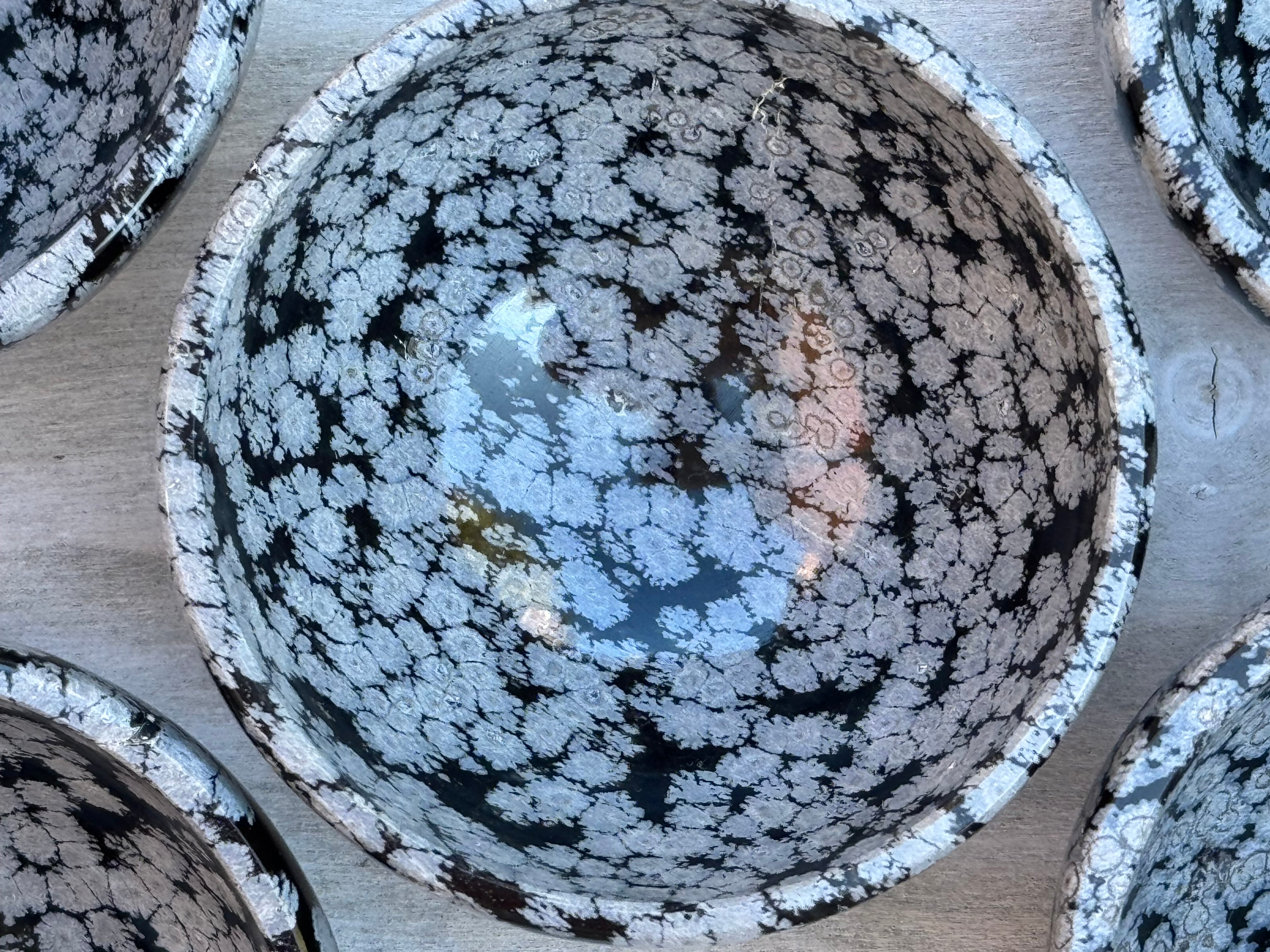 Snowflake obsidian 3inch bowl – Handcrafted Nature Décor | Natural crystal Sculpture