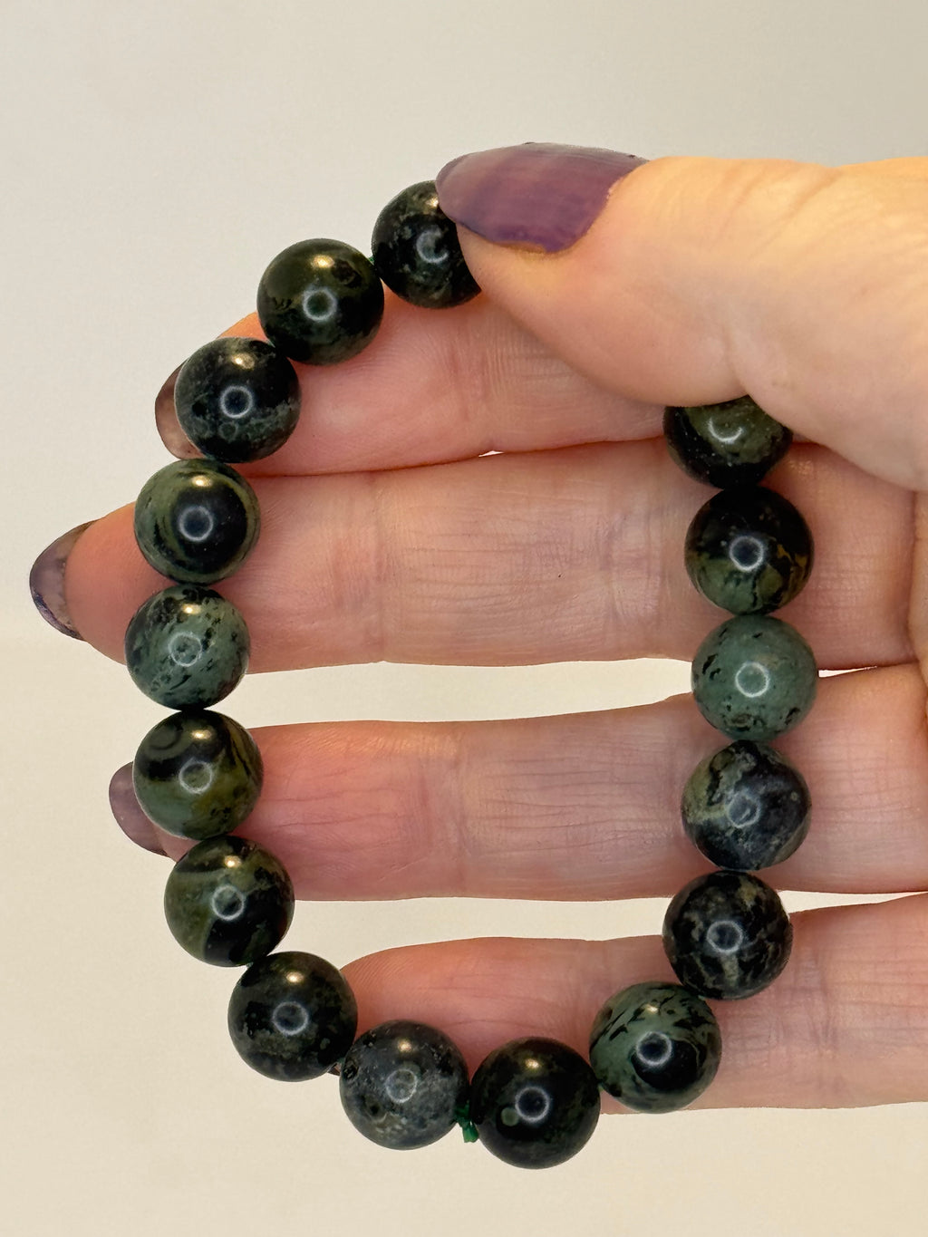 Kambala Jasper Bracelet 10mm | Natural Green Crystal Beads | Radiant Crystals UK