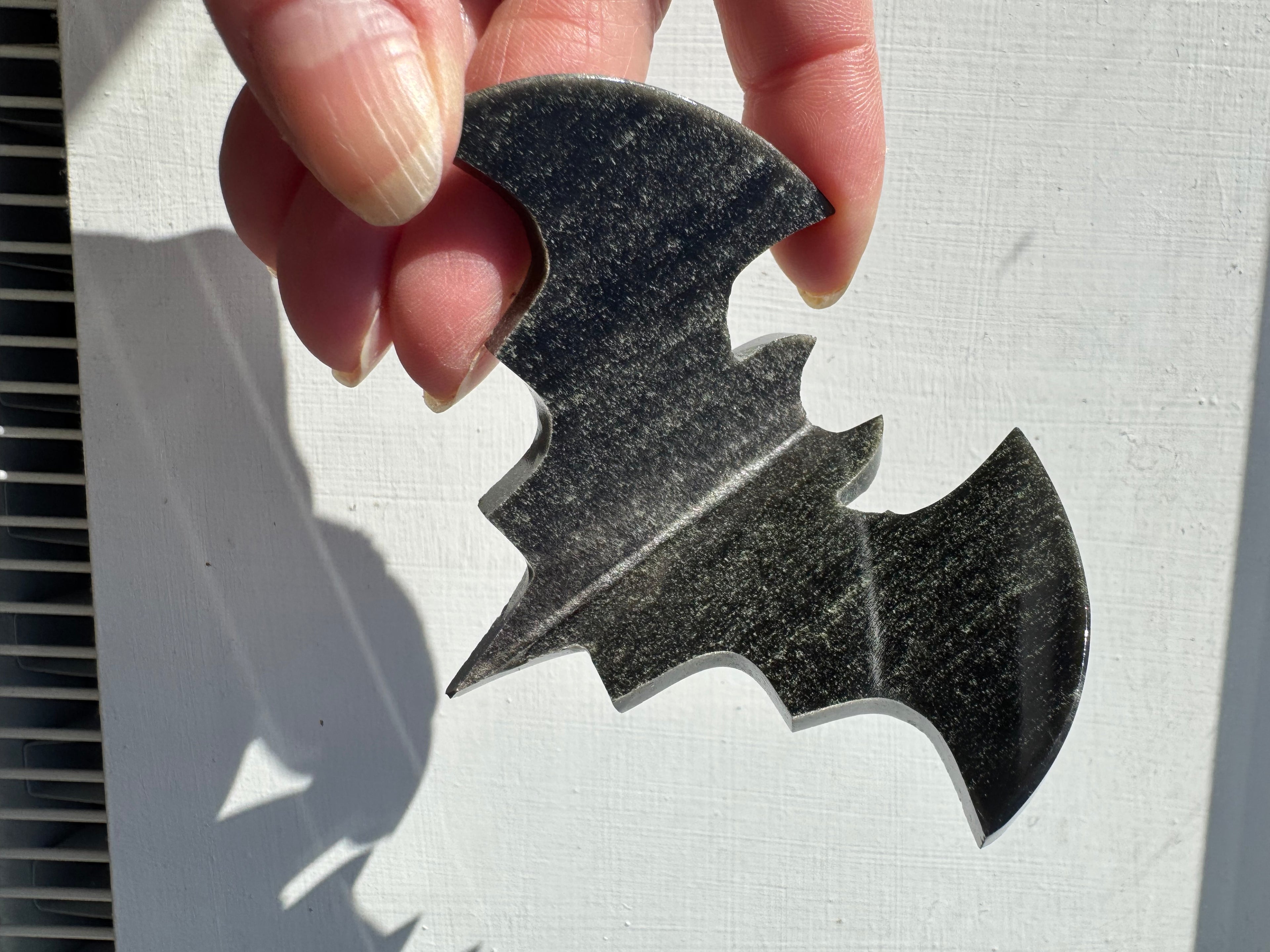 Sliver Sheen Obsidian 3D Bat – Polished Grounding Crystal for Protection, Stability & Emotional Clarity