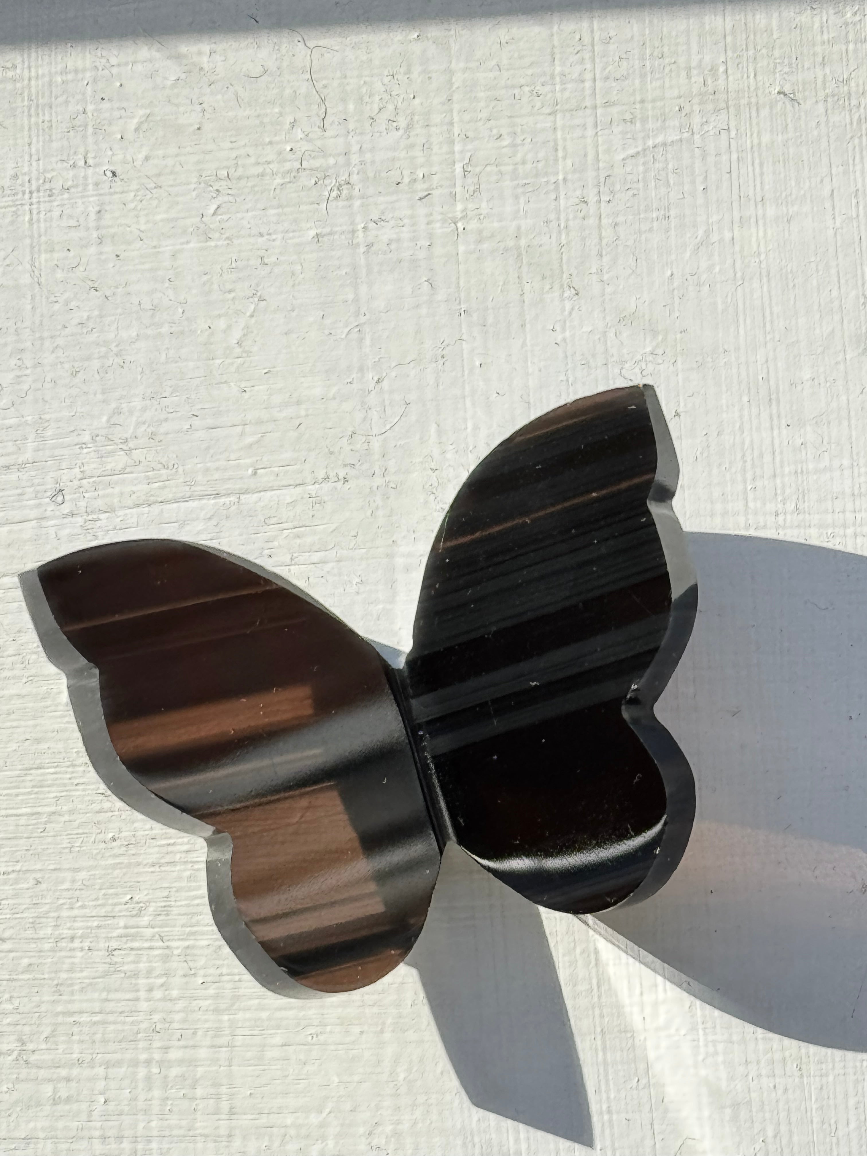 Midnight Lace Obsidian Butterfly Carving – Handcrafted Nature Décor | Natural Obsidian Sculpture |