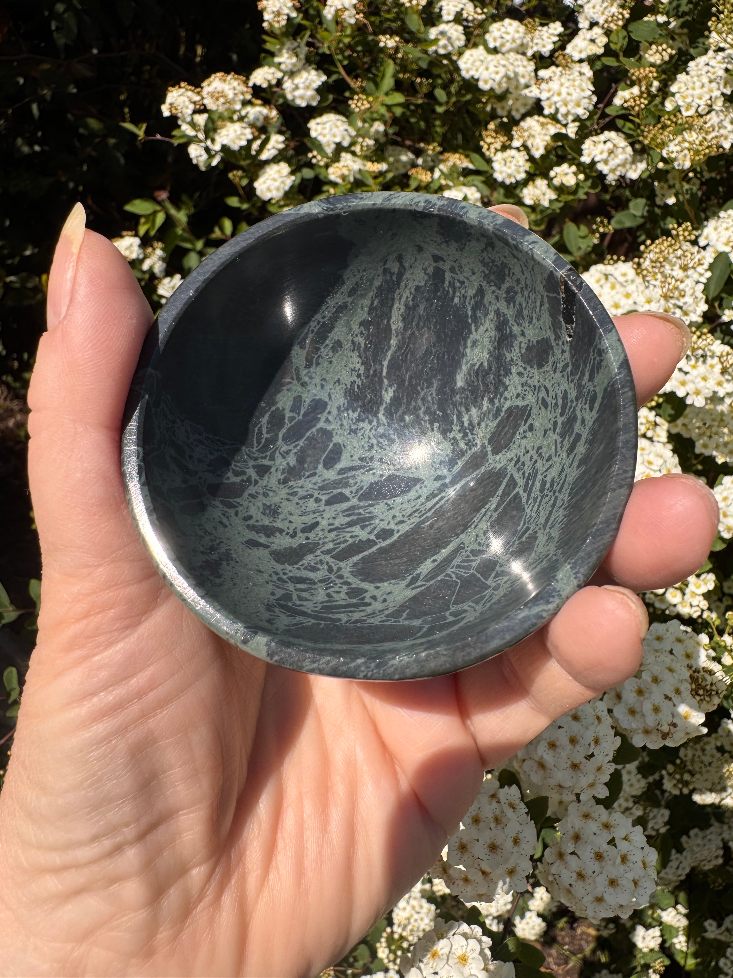 Spiderweb obsidian 3inch bowl – Handcrafted Nature Décor | Natural crystal Sculpture