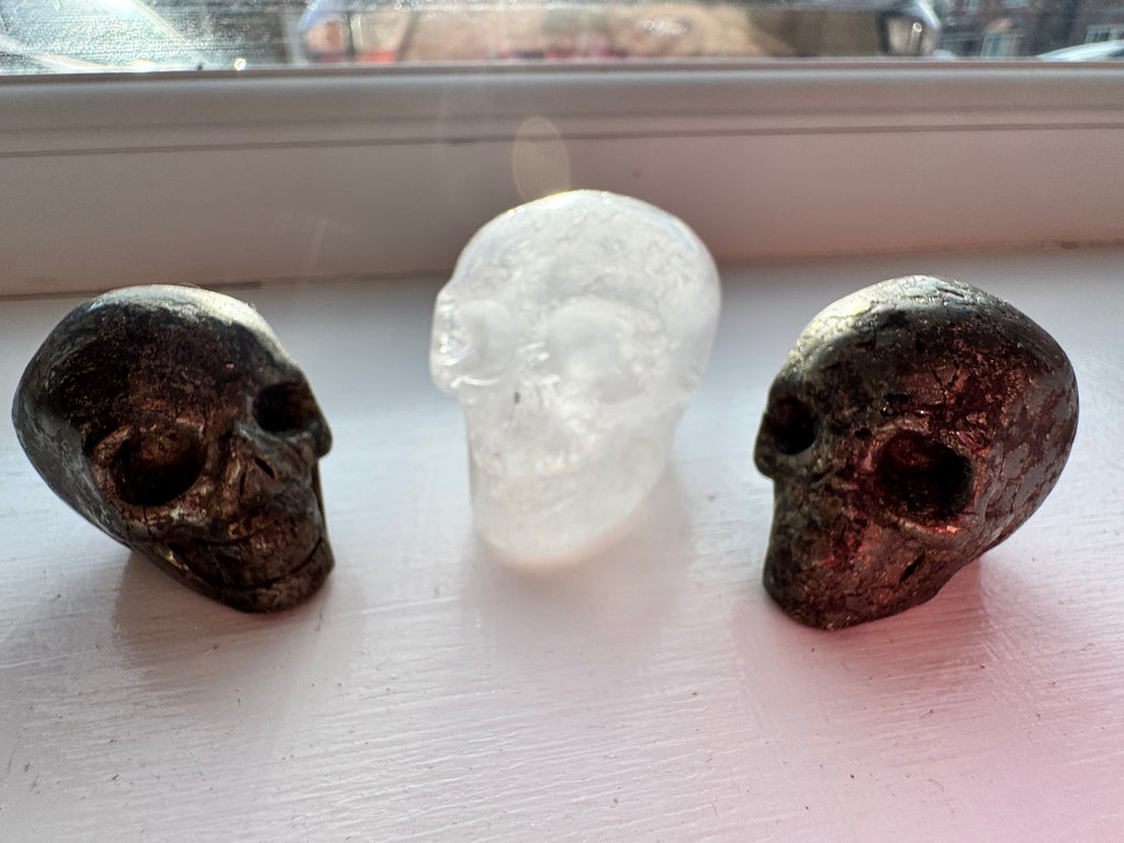 Clear quartz crystal hand carved skull