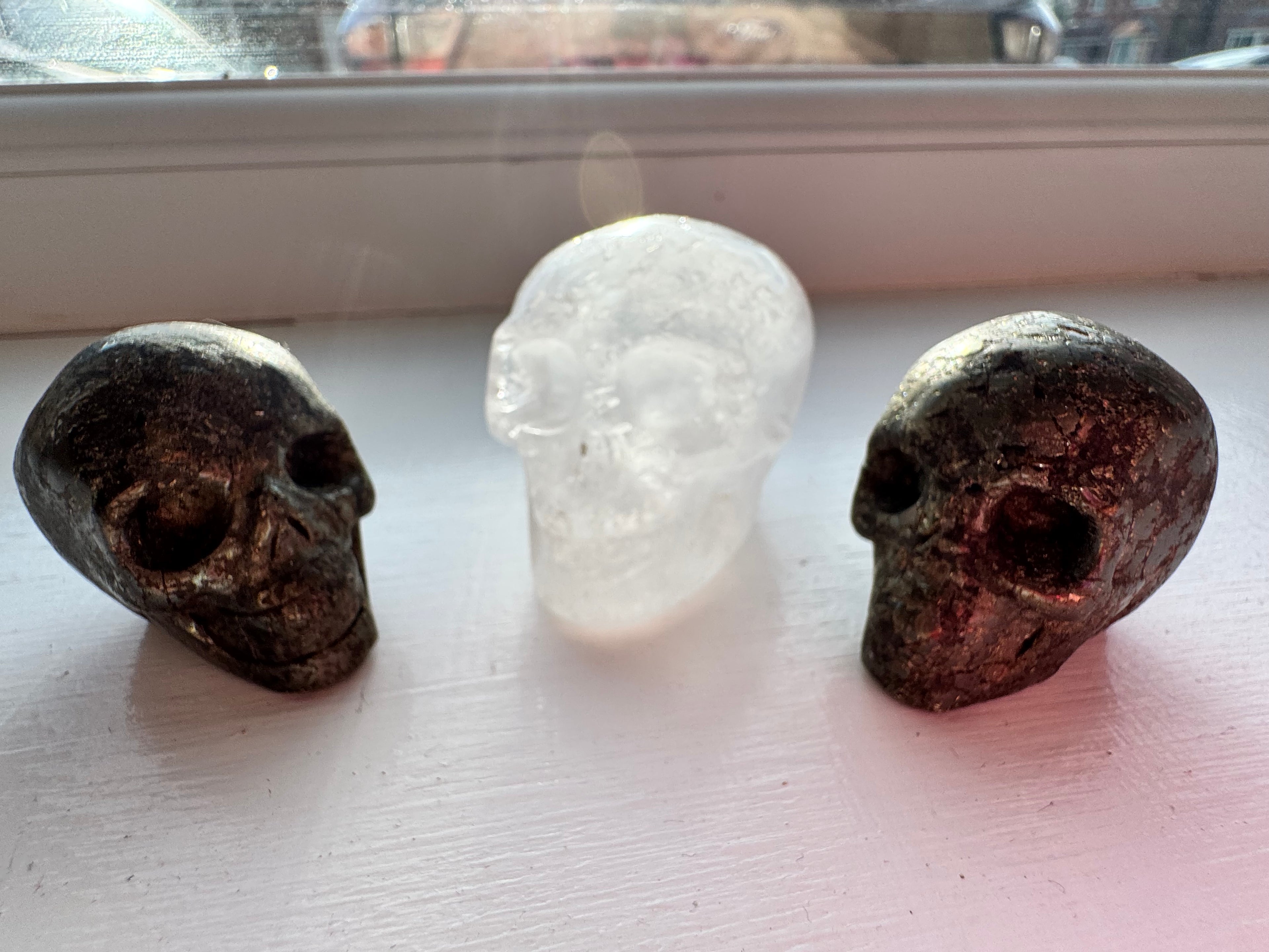 Clear quartz crystal hand carved skull