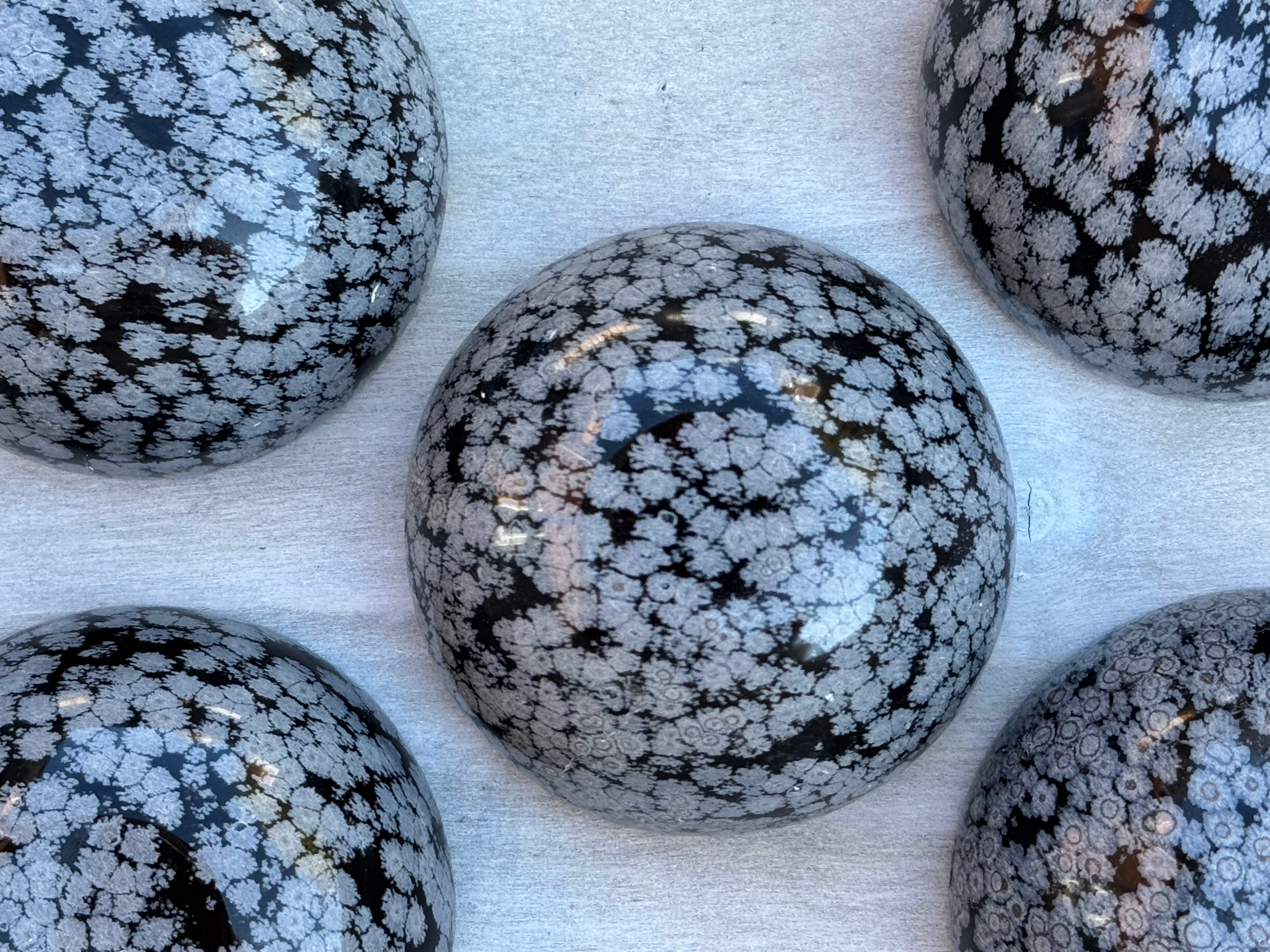Snowflake obsidian 3inch bowl – Handcrafted Nature Décor | Natural crystal Sculpture