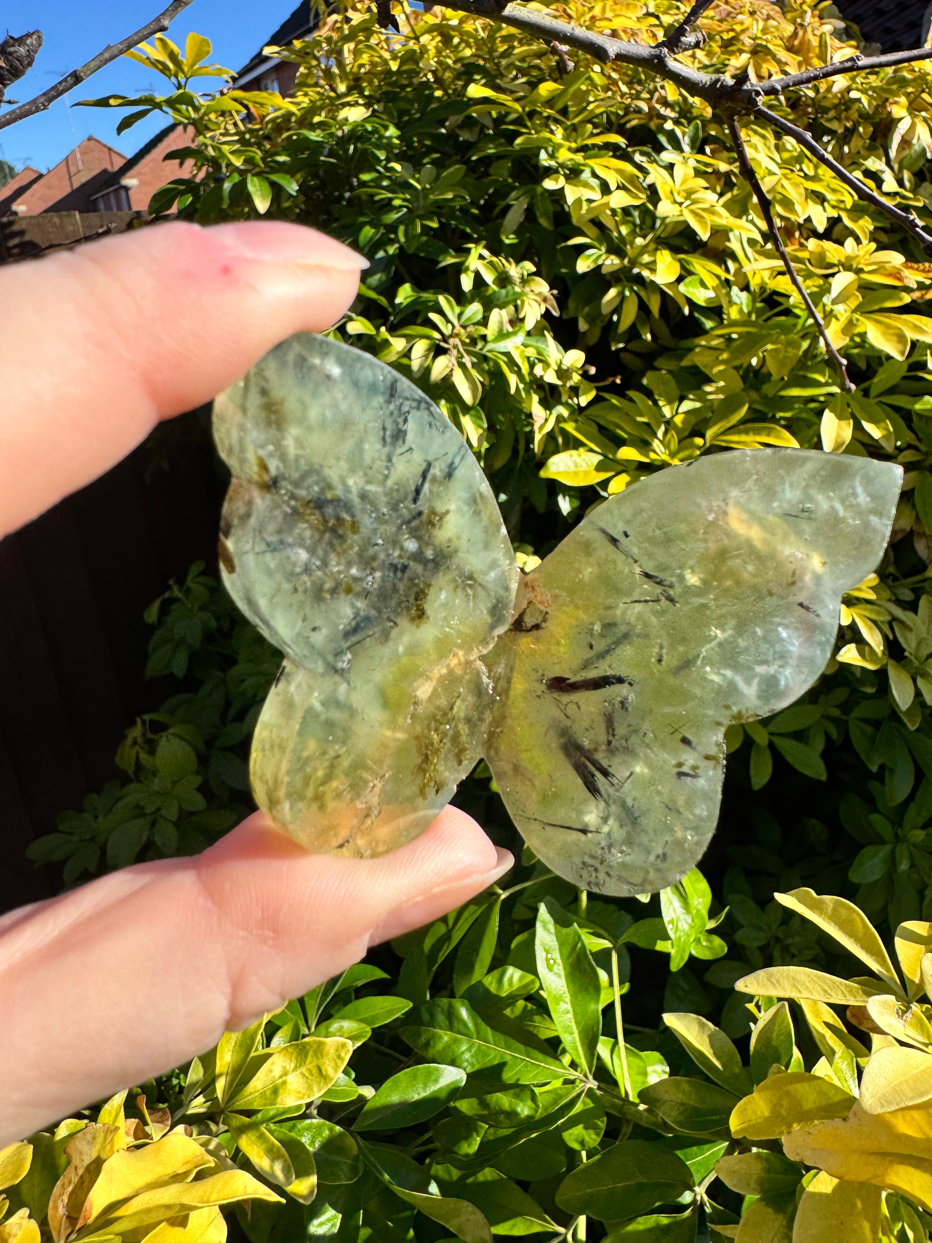 Prehnite Butterfly Carving – Handcrafted Nature Décor | Natural Obsidian Sculpture |