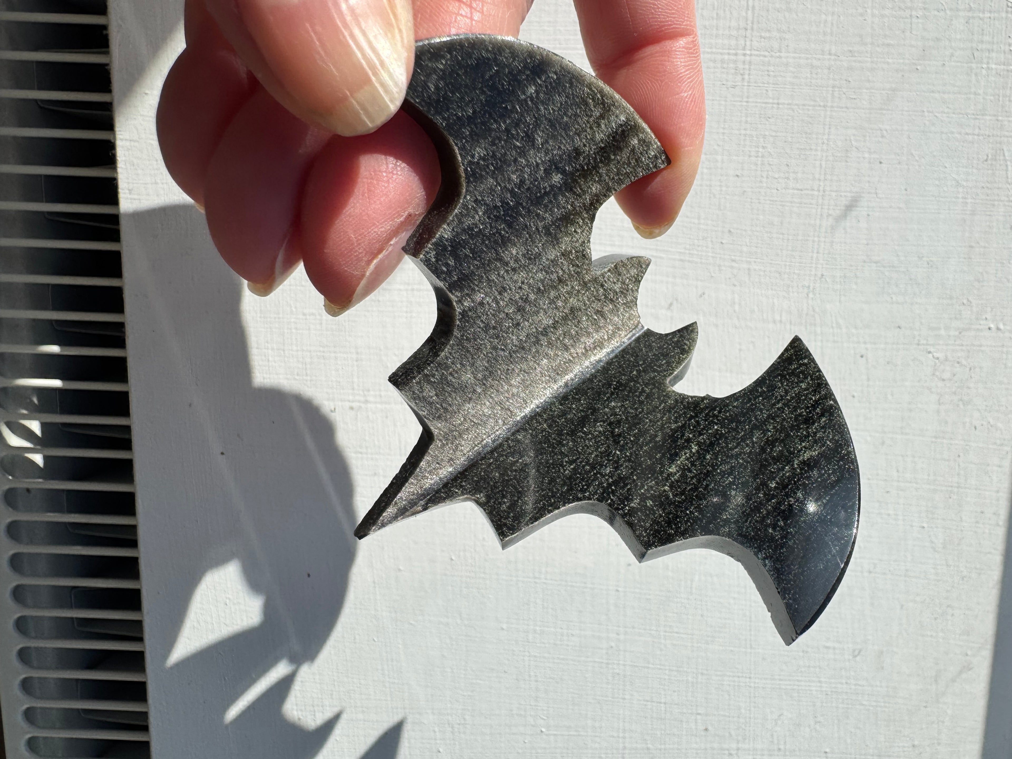 Sliver Sheen Obsidian 3D Bat – Polished Grounding Crystal for Protection, Stability & Emotional Clarity