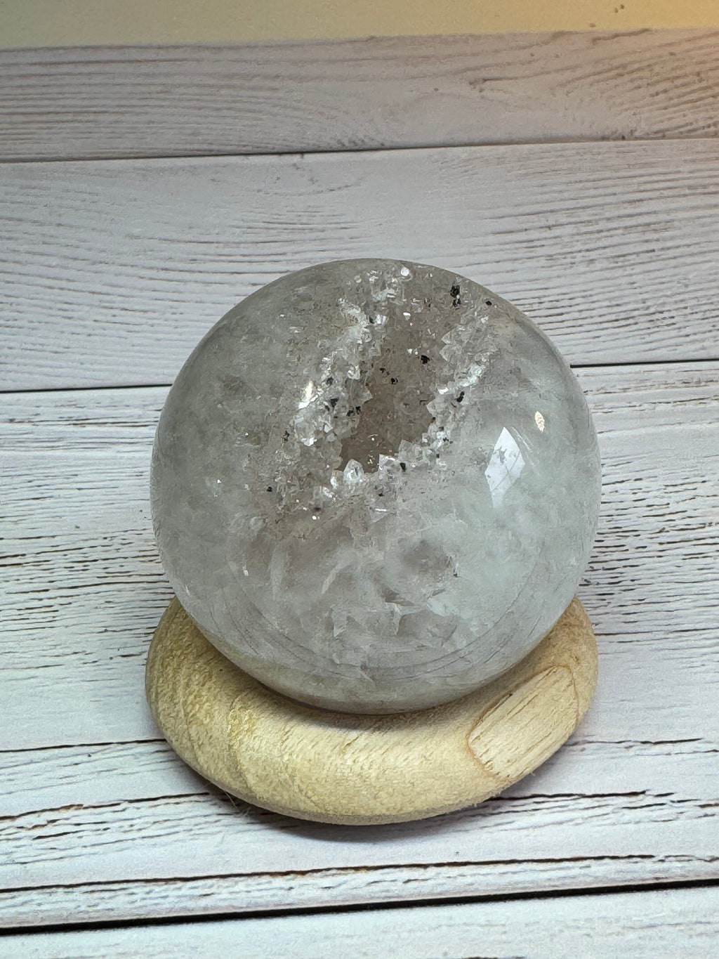 High Quality Crystal white Agate with druzy quartz spheres - Crystal home decor.