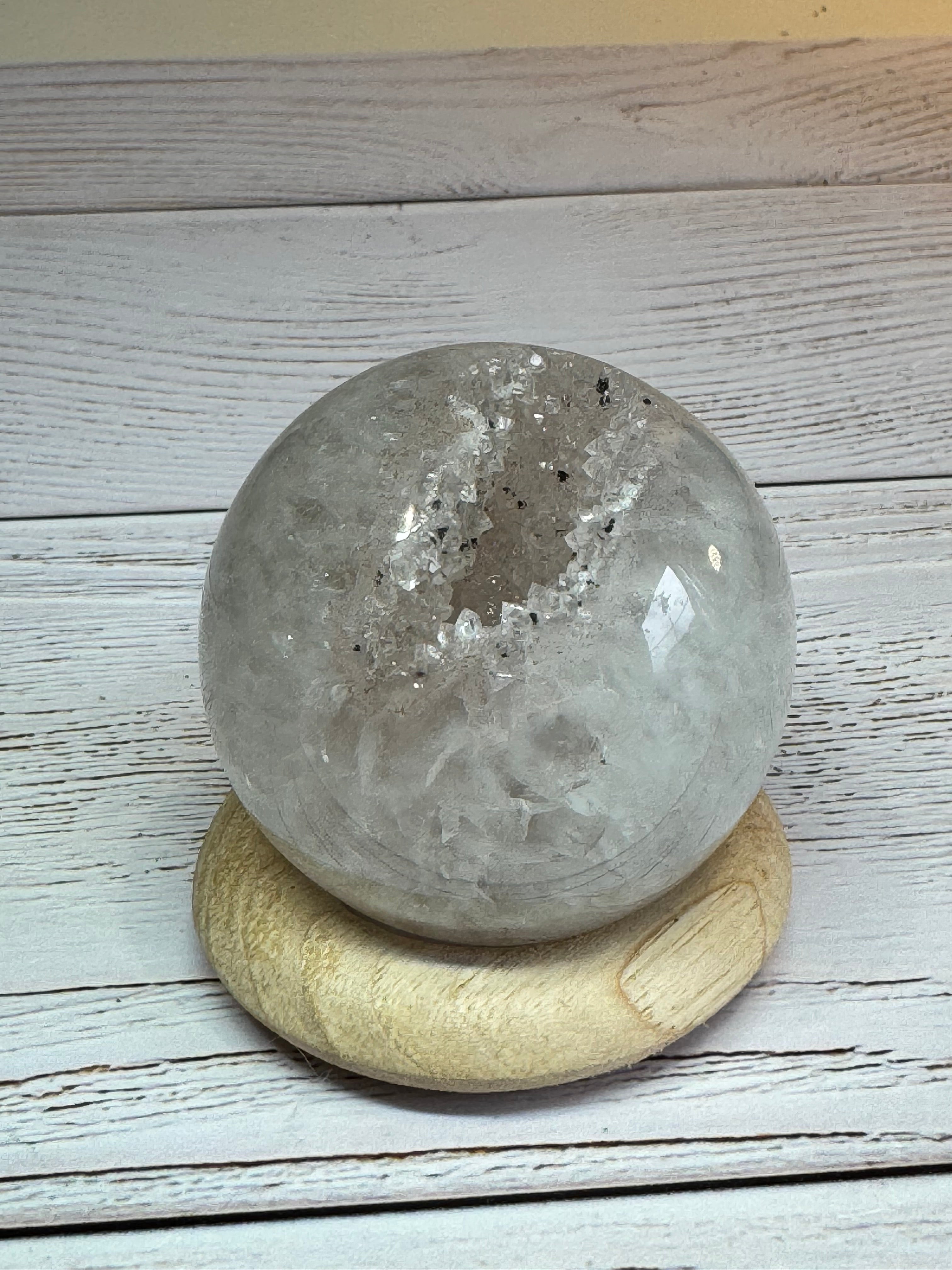 High Quality Crystal white Agate with druzy quartz spheres - Crystal home decor.