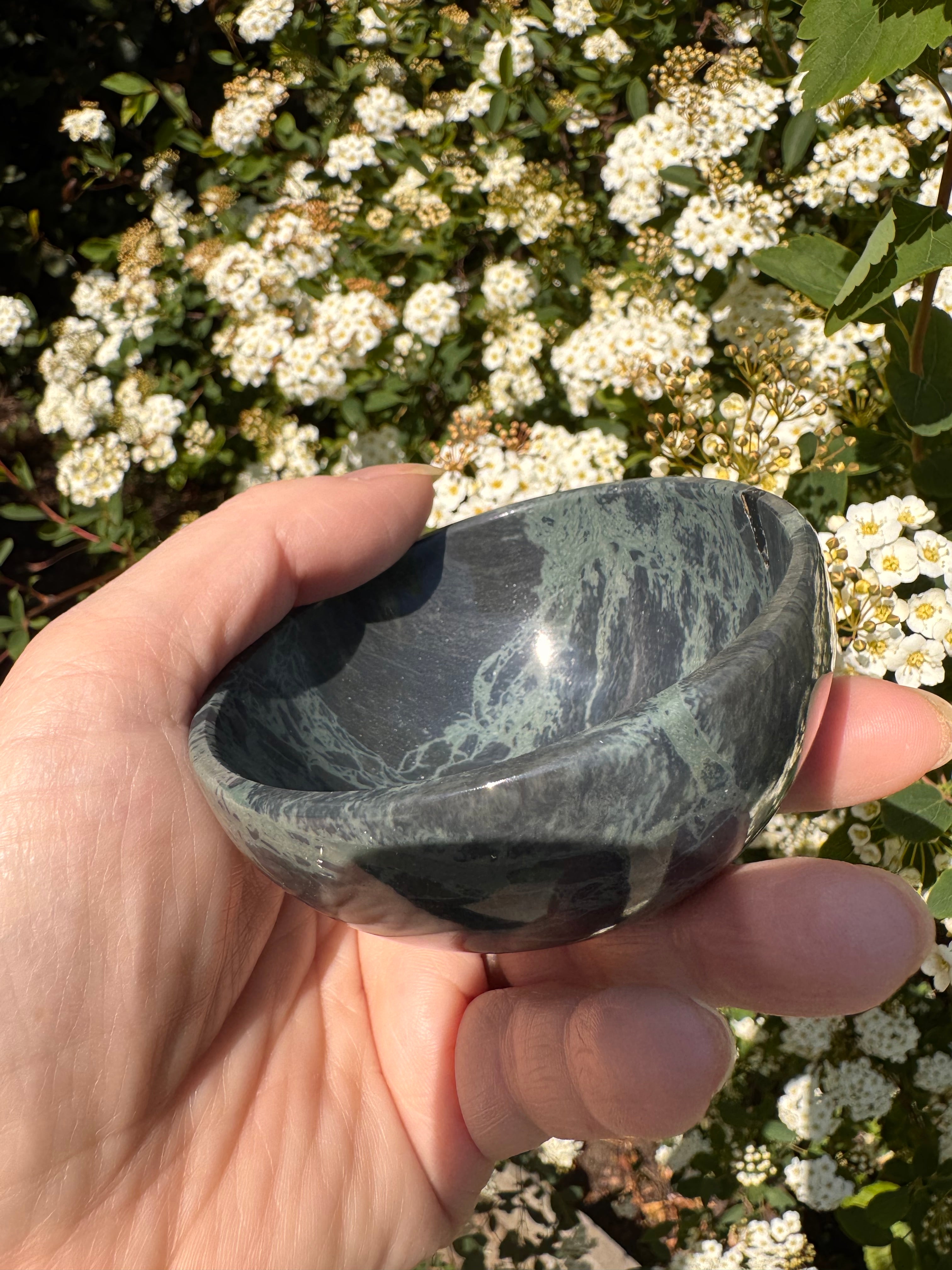Spiderweb obsidian 3inch bowl – Handcrafted Nature Décor | Natural crystal Sculpture