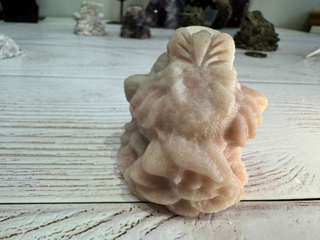 Crystal Money Toad Carving – Feng Shui Three Legged Toad – Pink Opal – Wealth & Prosperity Crystal