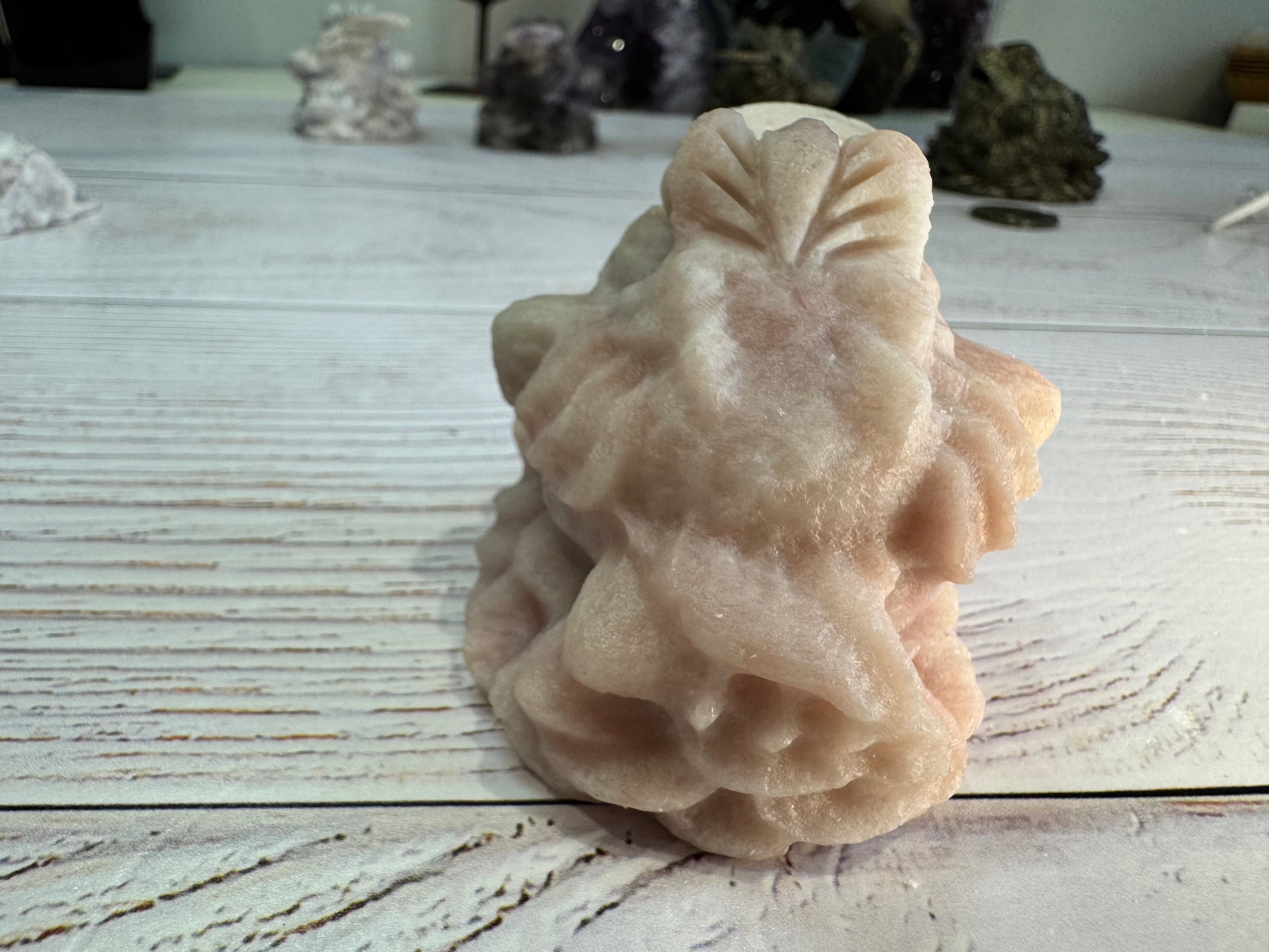 Crystal Money Toad Carving – Feng Shui Three Legged Toad – Pink Opal – Wealth & Prosperity Crystal