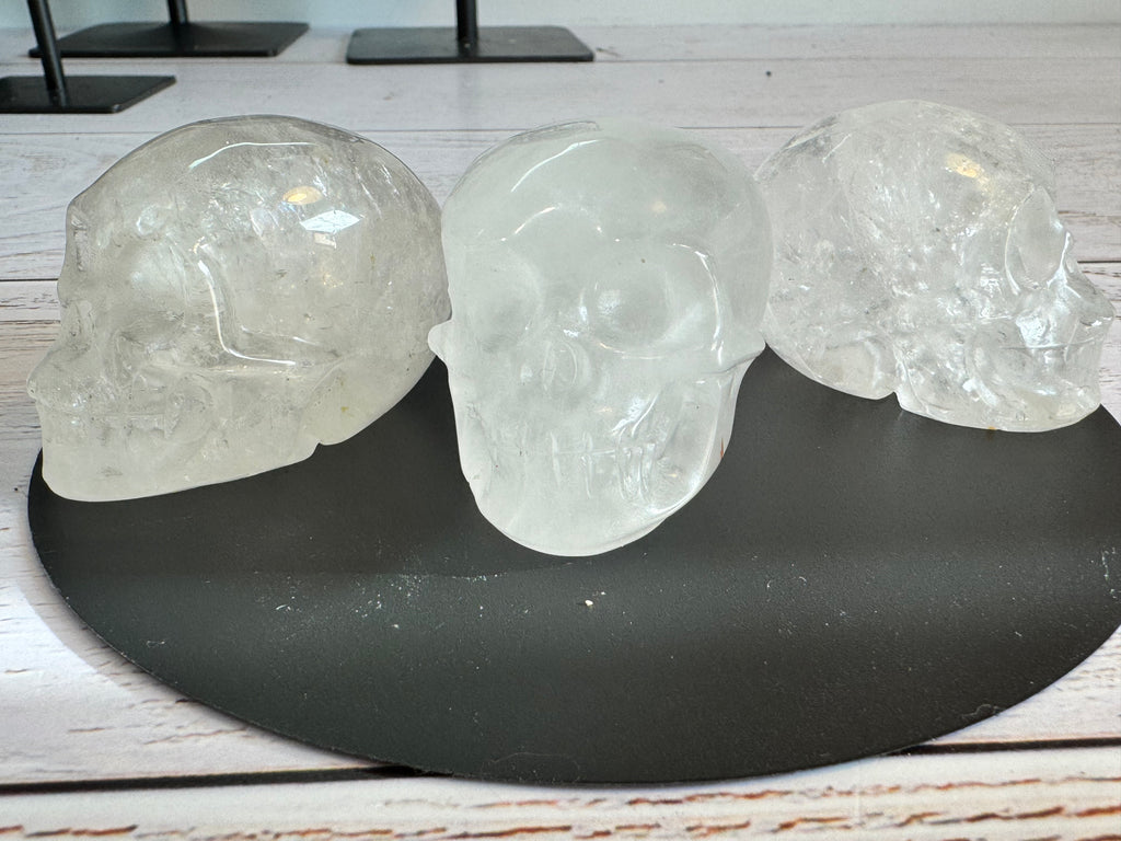 Clear quartz crystal hand carved skull