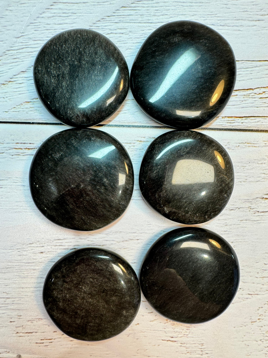 Sliver Sheen Obsidian palm stone – Polished Grounding Crystal for Protection, Stability & Emotional Clarity