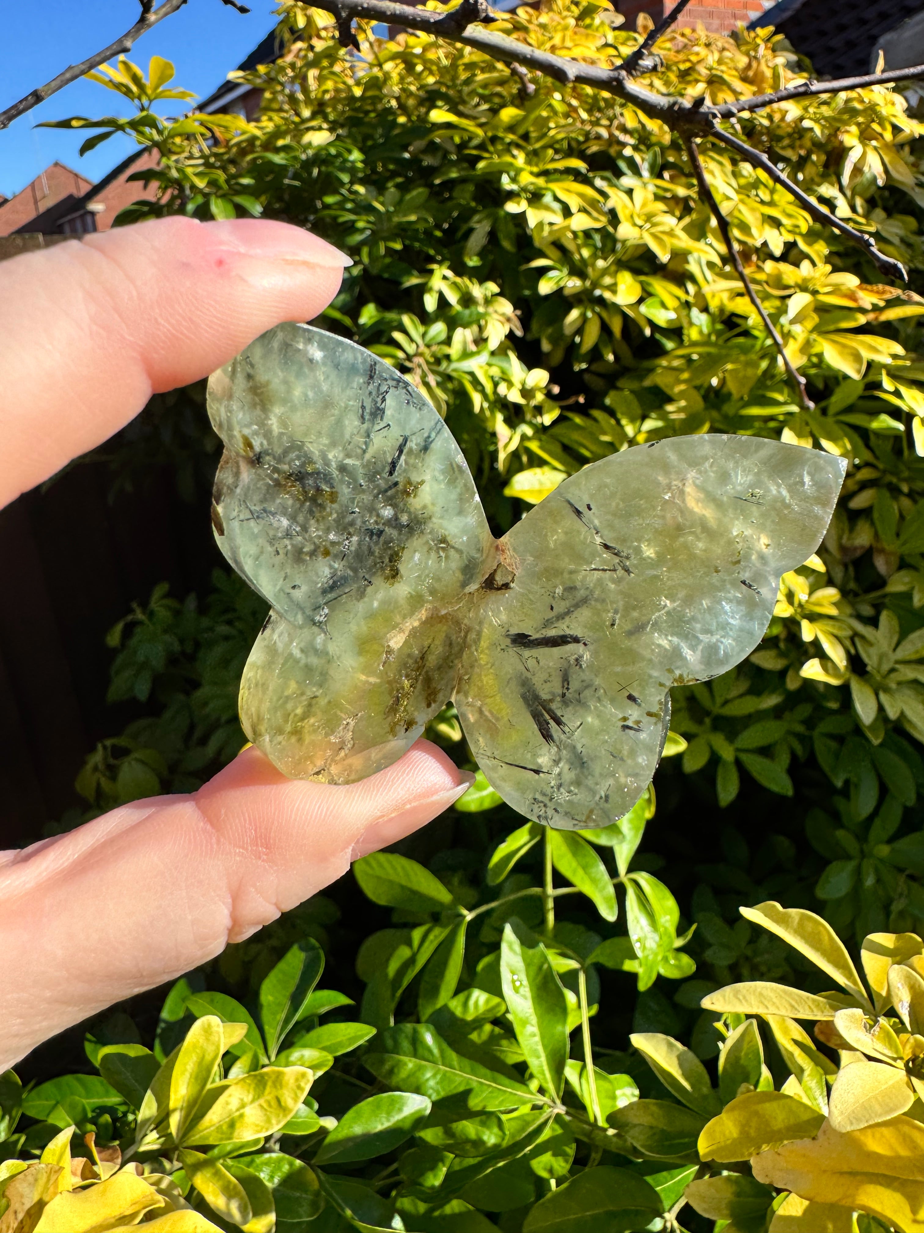 Prehnite Butterfly Carving – Handcrafted Nature Décor | Natural Obsidian Sculpture |