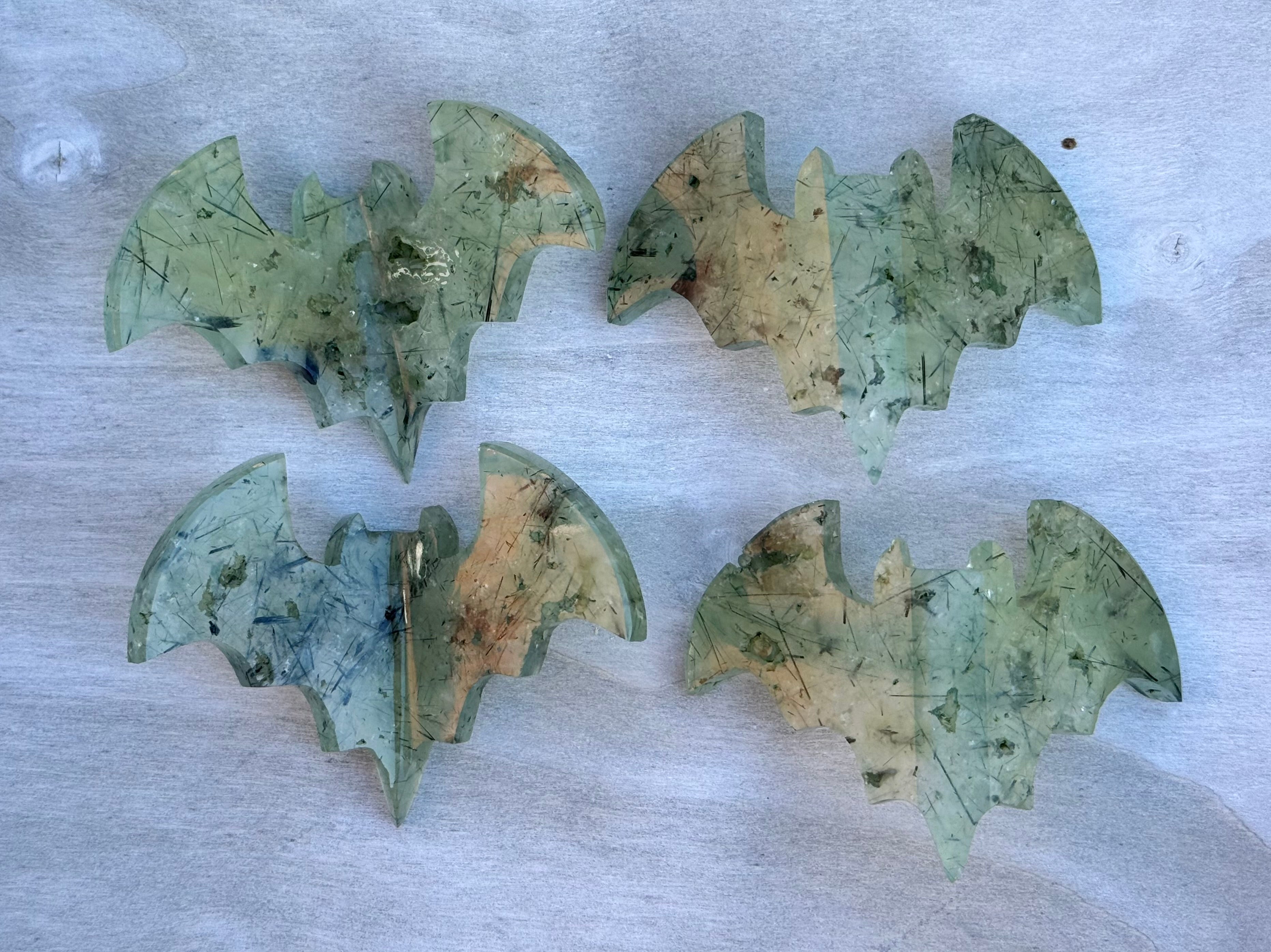 Prehnite Bat Carving – Handcrafted Nature Décor | Natural crystal Sculpture |
