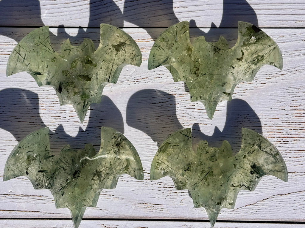 Prehnite Bat Carving – Handcrafted Nature Décor | Natural crystal Sculpture |