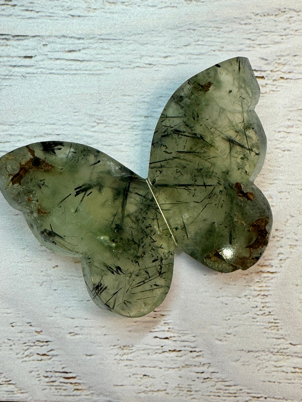 Prehnite Butterfly Carving – Handcrafted Nature Décor | Natural Obsidian Sculpture |